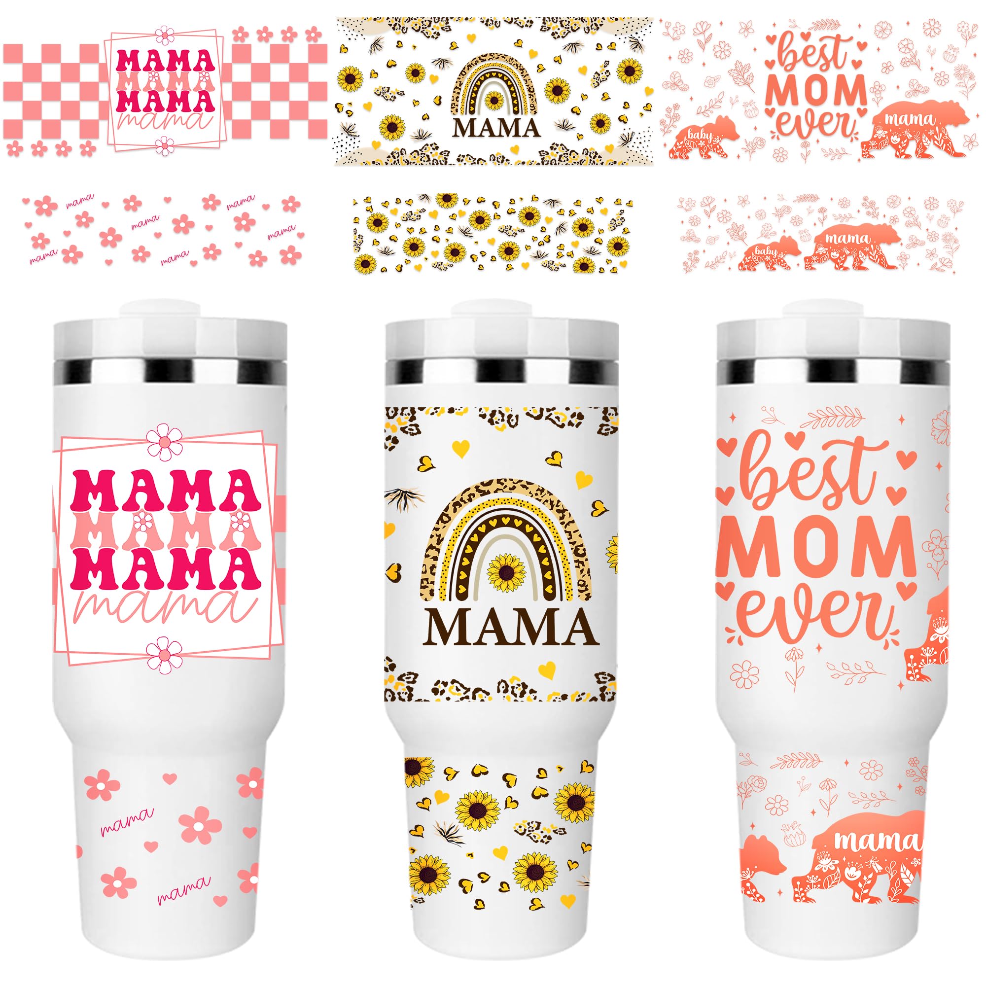 Amazon.com: Romart UV DTF Cup Wrap: 3 Set UV DTF Cup Wraps for 40 OZ  Tumblers Sunflower Mama UV DTF Transfer Stickers Rub on Transfers for  Crafts Personalized Waterproof Uvdtf Decals for