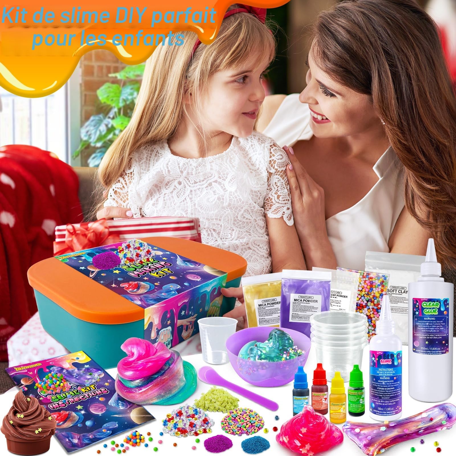 YOPINSAND Galaxy Kit de Fabrication de Slime pour Filles 3 à 12 Ans - Slime Galaxy, Mousse et Beurre avec Accessoires - Boules en Mousse, Breloques - Cadeau Créatif Enfant