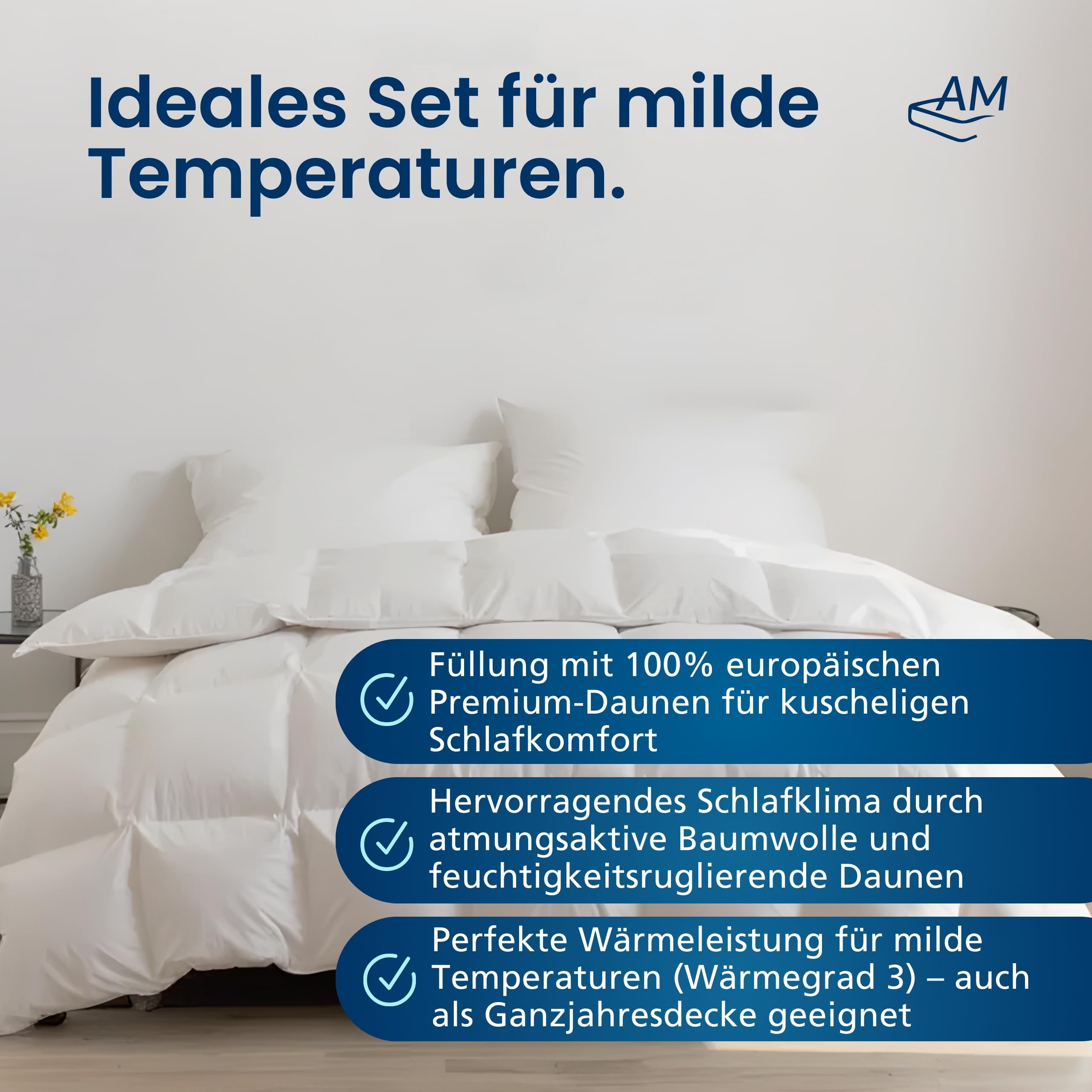 Edredón Plumas Cama 200x200 cm de 4 estaciones - Edredon de Plumas Nordico 200x200 con Almohada 40x80 cm - Set de Edredón Nórdico Plumón 200x200 - Hipoalergénico y con Certificación Oeko tex