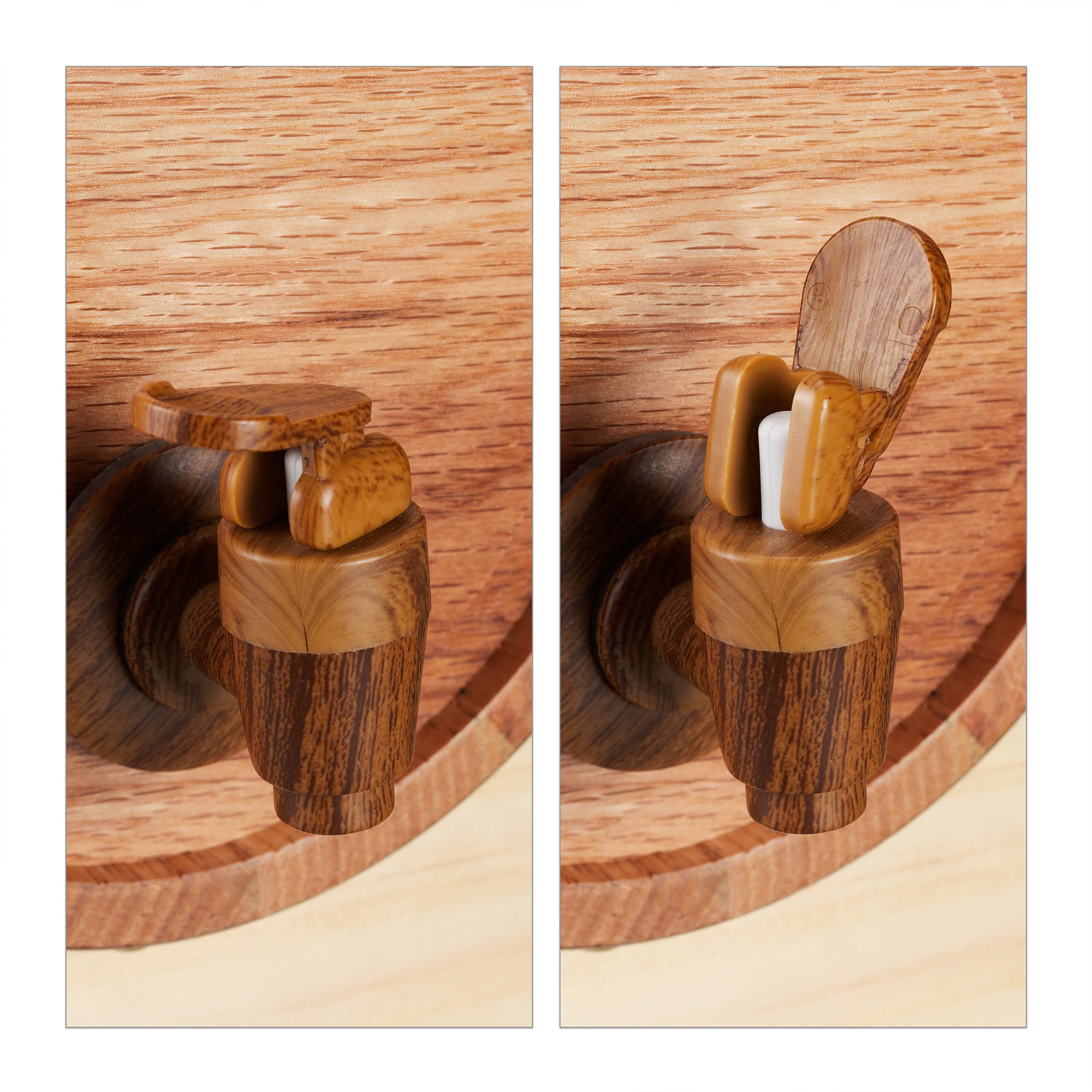 Relaxdays Barril Madera de Roble con Grifo, Barrica 1,25 l, Dispensador de Whisky, Vino, Sidra, Licores, Natural