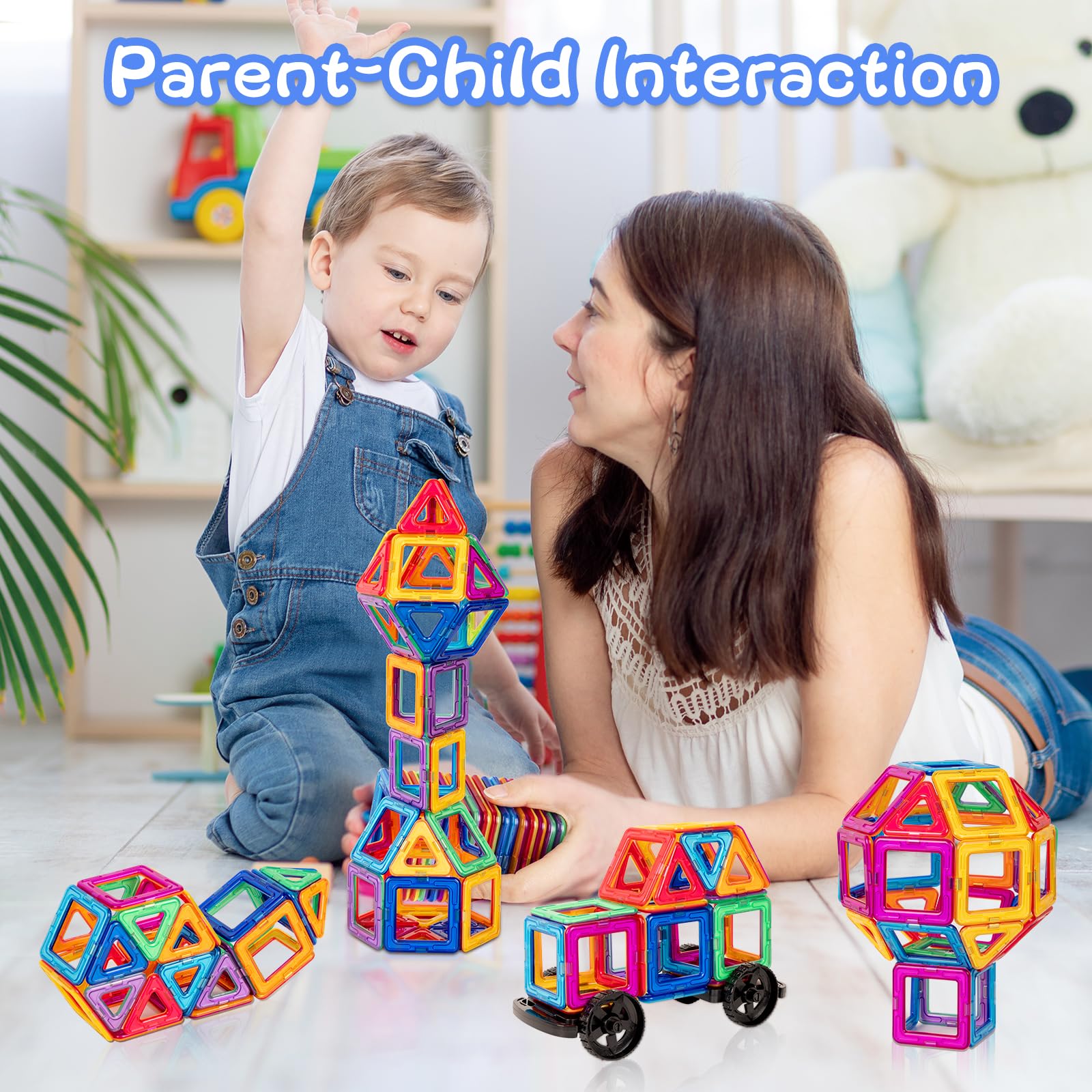 Costruzioni Magnetiche 74 Pezzi Blocchi Magnetici per Bambini Educativi Calamite Montessori Costruzioni per Bambini 3 4 5 6 7 8 anni