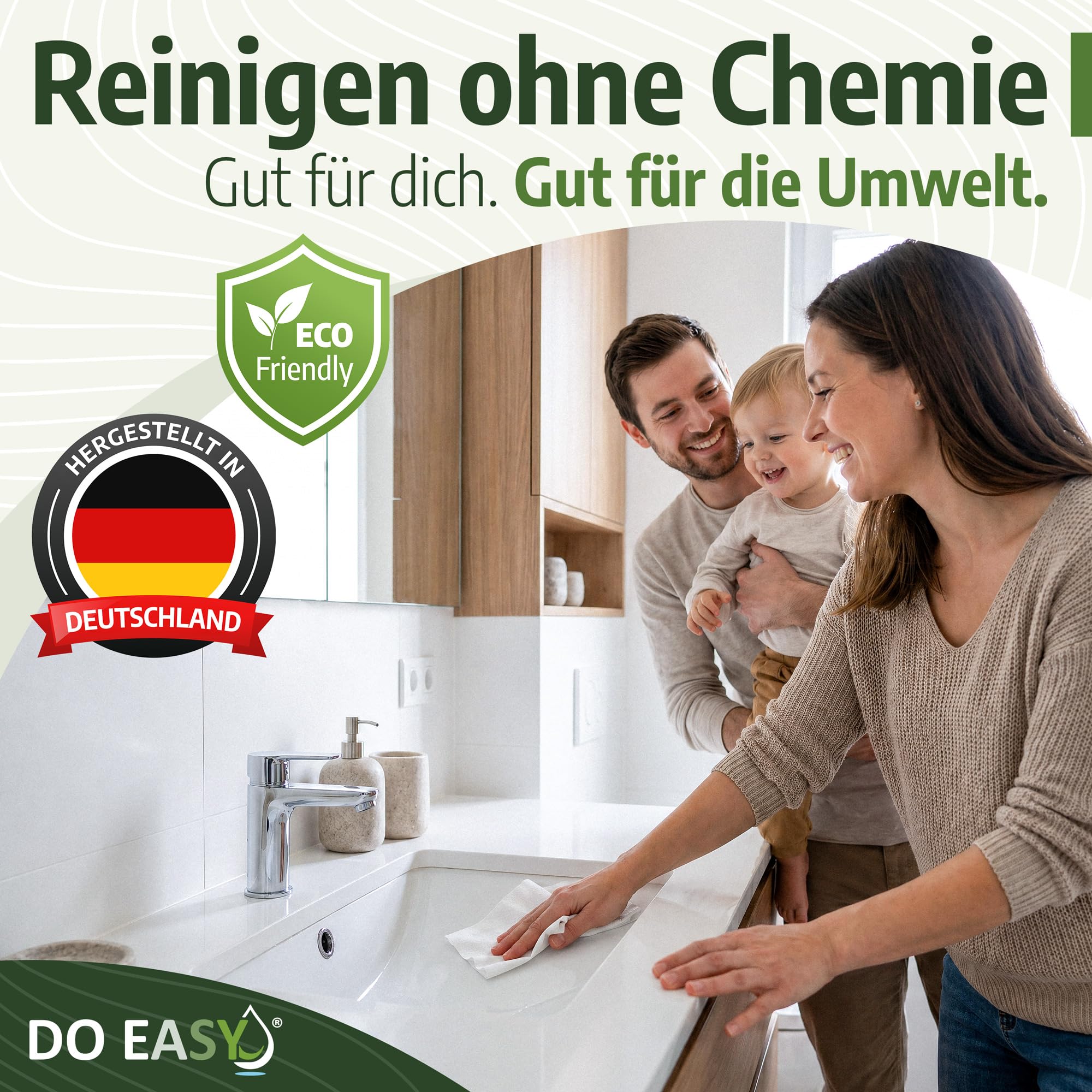 DO EASY Mikrofasertuch 5er Set – Streifenfreies Reinigungstuch für Fenster, Spiegel & Glas – Profituch für Haushalt, Küche, Büro & Auto – Putztuch reinigt nur mit Wasser ohne Chemie