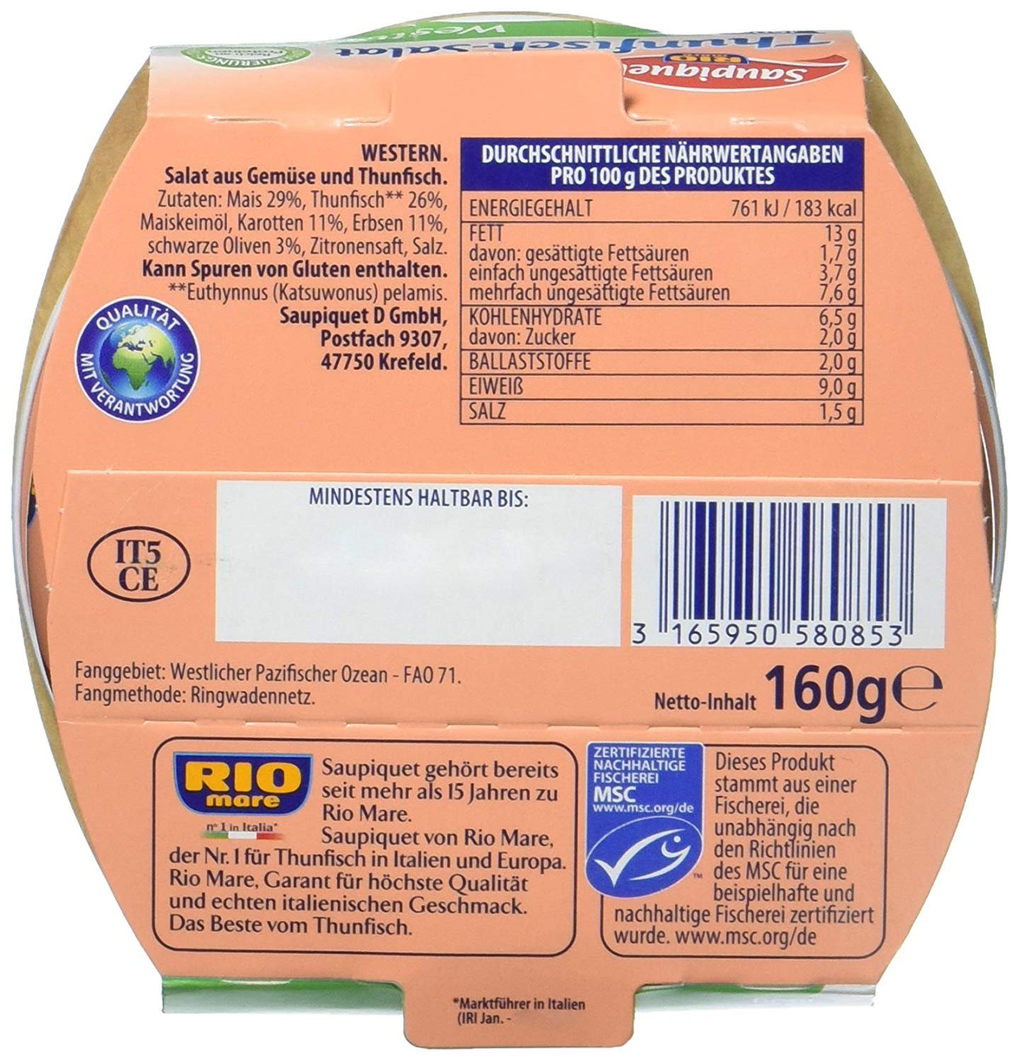 Saupiquet Thunfisch Salat Western, 18er Pack (18 x 160 g)