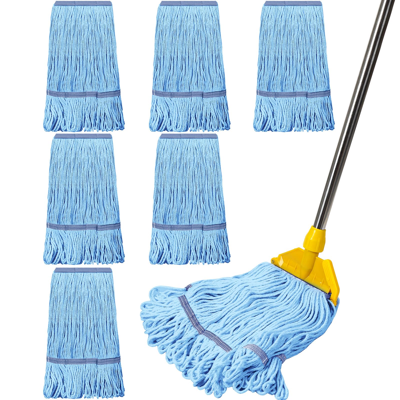 Eccliy 6 Pack Mop Heads Replacement 18 Oz Loop End,Blue, Orange