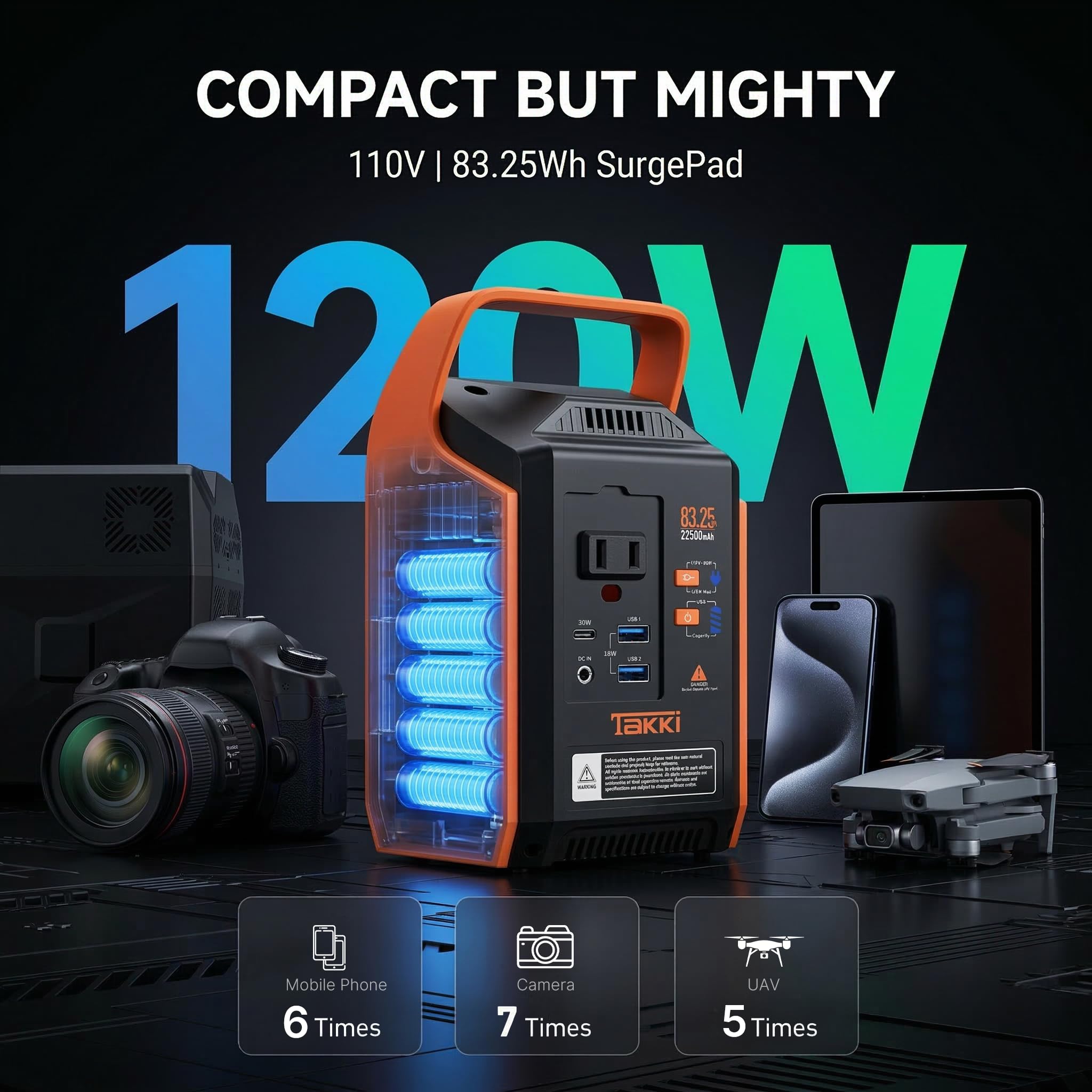 Takki 83Wh Solar Generator with 21W Solar Panels Included Portable Power Station Backup Bank with AC DC USB Ports Lights for Camping Tent Outdoor Emergency Home Use — view 2
