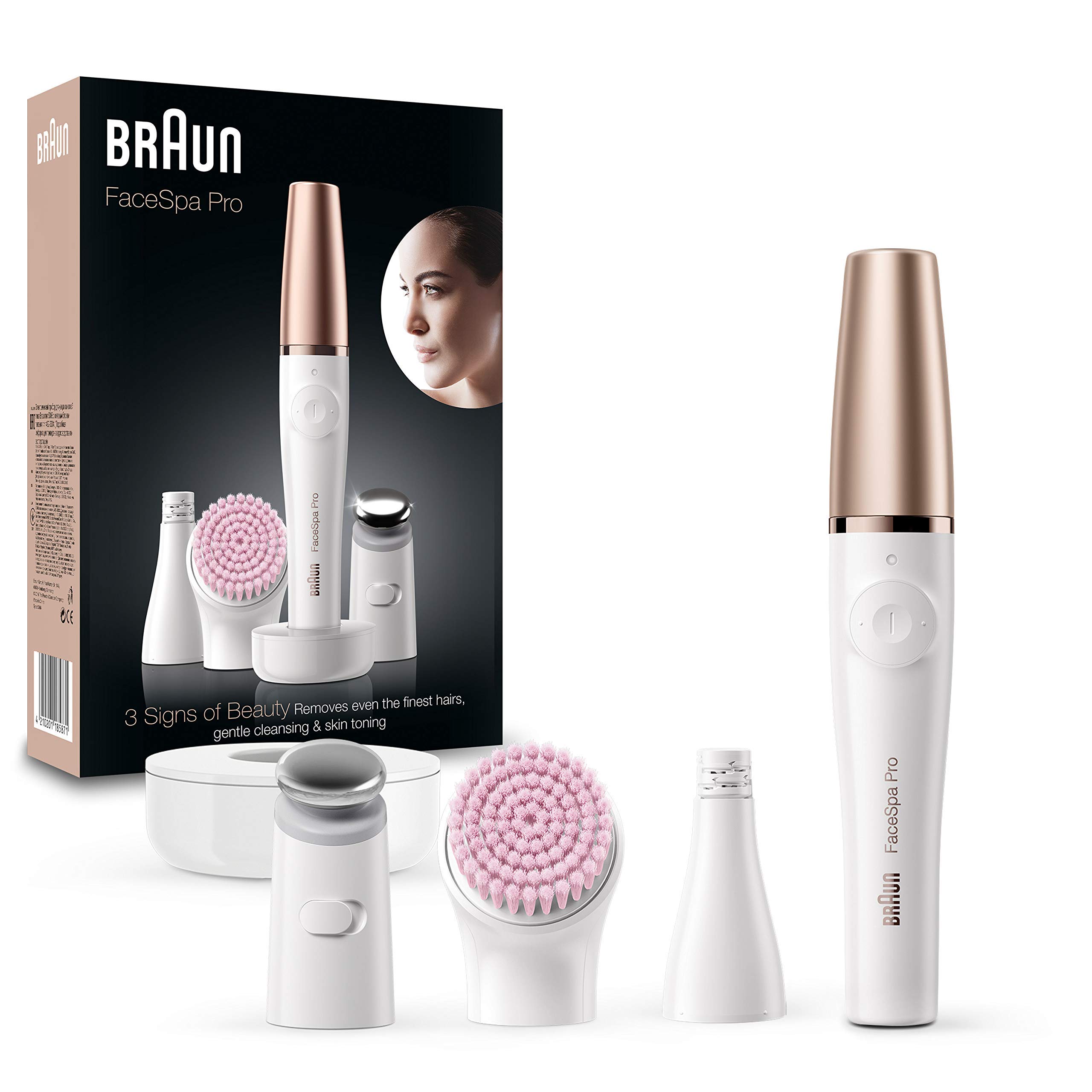 Braun Depiladora Facial Mujer Todo en Uno FaceSpa Pro 912 con Cepillo de Limpieza, Elimina El Vello Y Limpia La Piel, Depiladora Recargable Y Resistente al Agua, Set de Belleza con 3 Accesorios