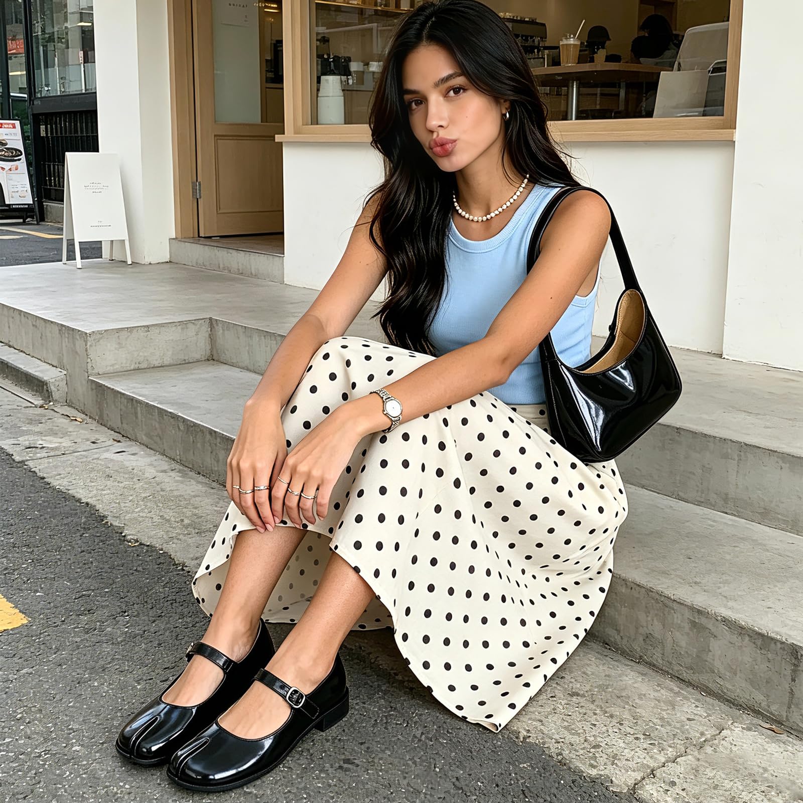 Tabi Mary Jane Damen Stiefel Schlitz Schnalle Gürtel Damen Flach Bequem Casual Chic Party Schule Arbeitskleid Pumps Schuhe