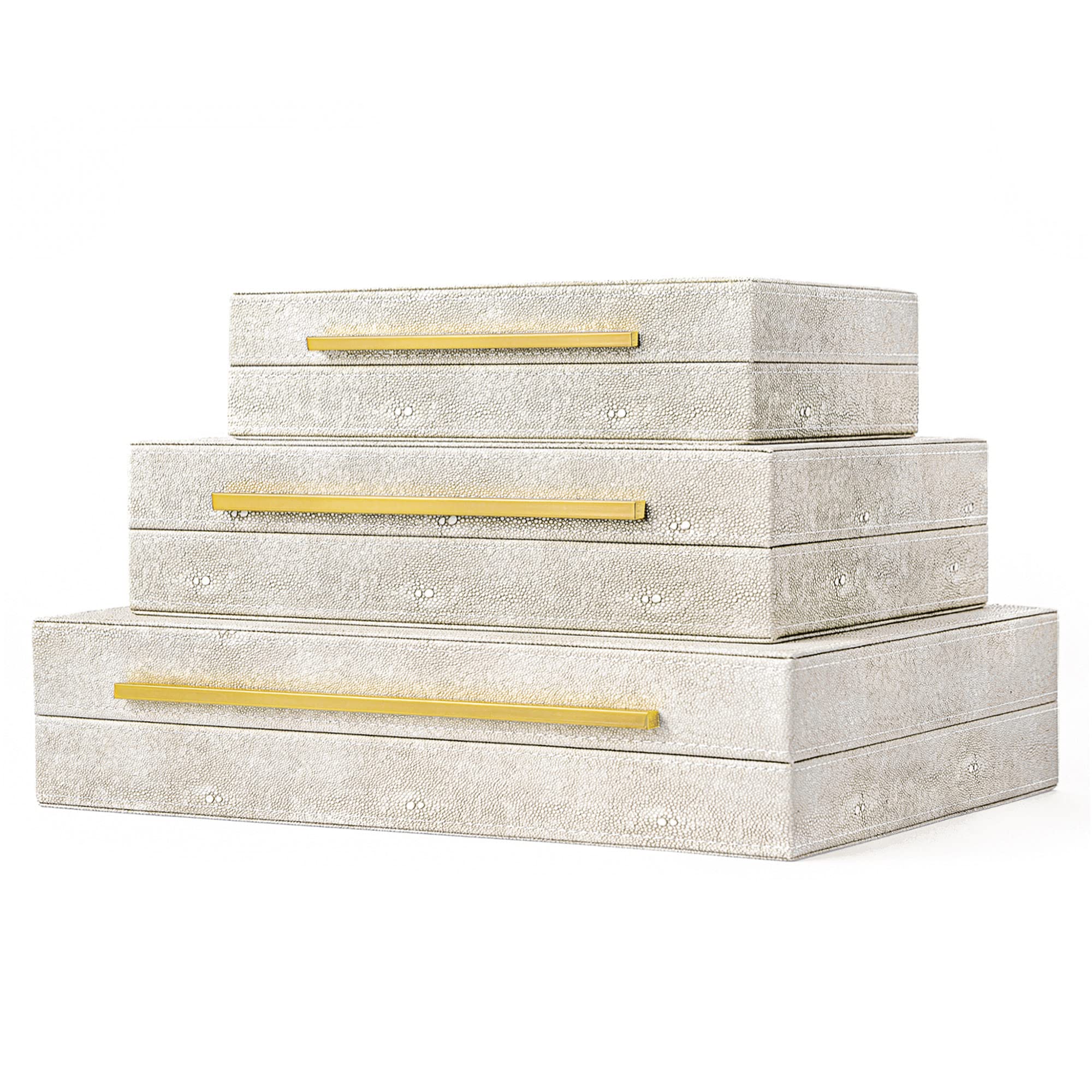 Photo 1 of *NEW**XINSTAR Faux Ivory Shagreen Leather Decorative Boxes,Decorative Storage Boxes With Lids 3 Pcs