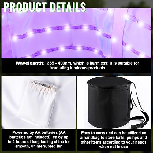 Miniatura 3 de Hiboom Cargador de luz UV, bolsa de recarga LED grande para brillar en la oscuridad, Kickball Dodgeball fútbol, fútbol, baloncesto, voleibol en la