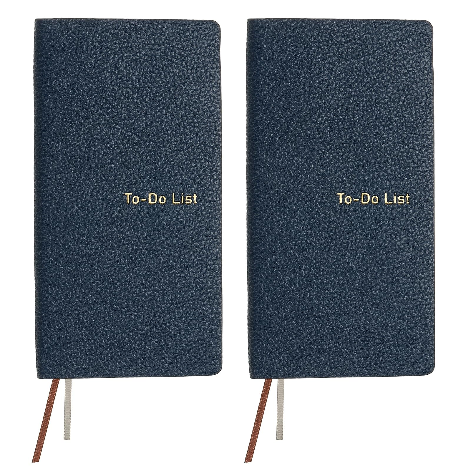 PATIKIL 2 Pcs Leather to Do List Notepads, 160 Pages 6.5 x 3.2 Leather Daily Planners to Do List Notebook for Business Personal Daily Plans Schedule Planner Office Supplies, Blue