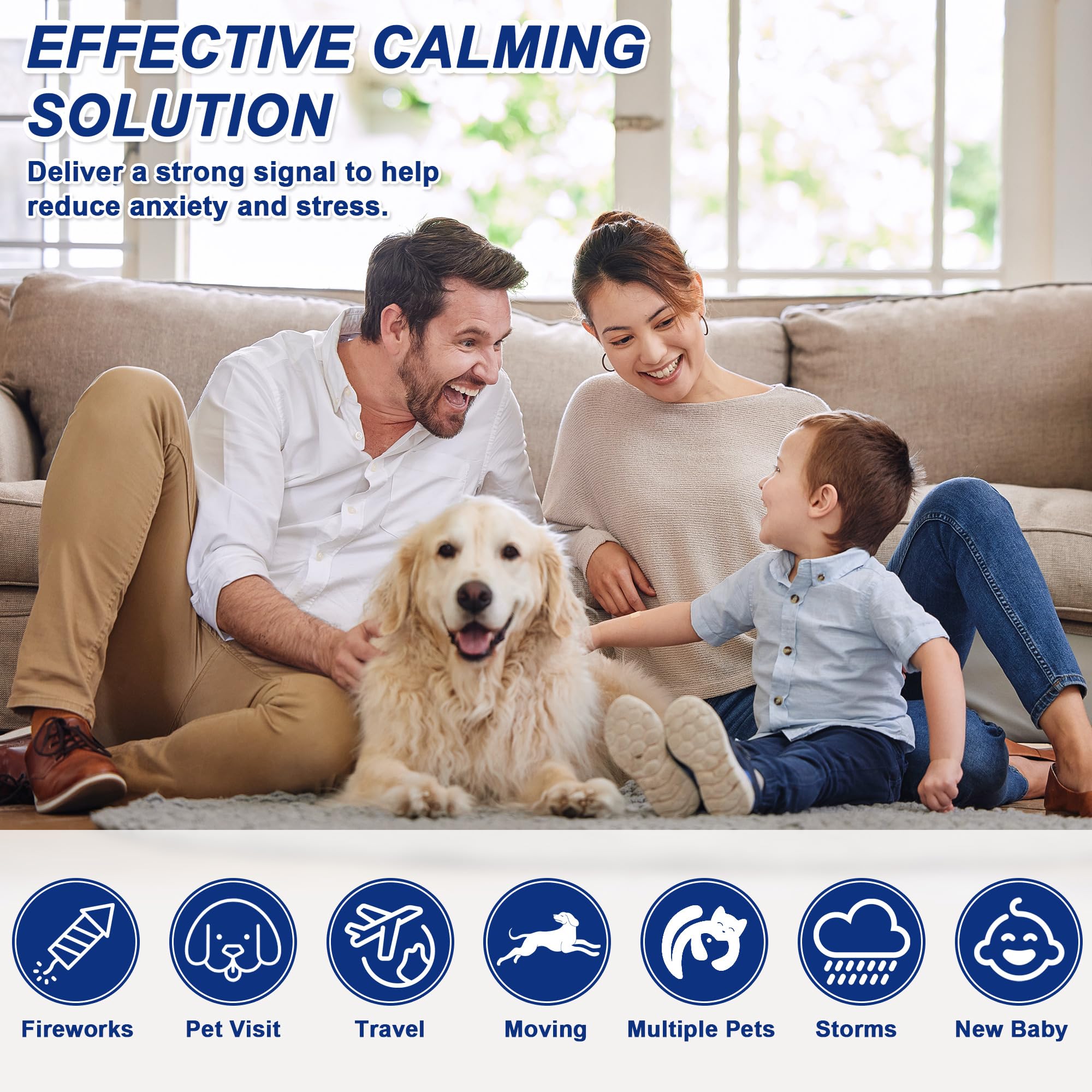 9-IN-1 Hund beruhigende Pheromon Diffuser (3 Stecker in + 6 Refills), Entlastung Angst, Sturm Stress & Indoor Verhalten Unterstützung, 180 Tag, Geruchlos sichere Formel