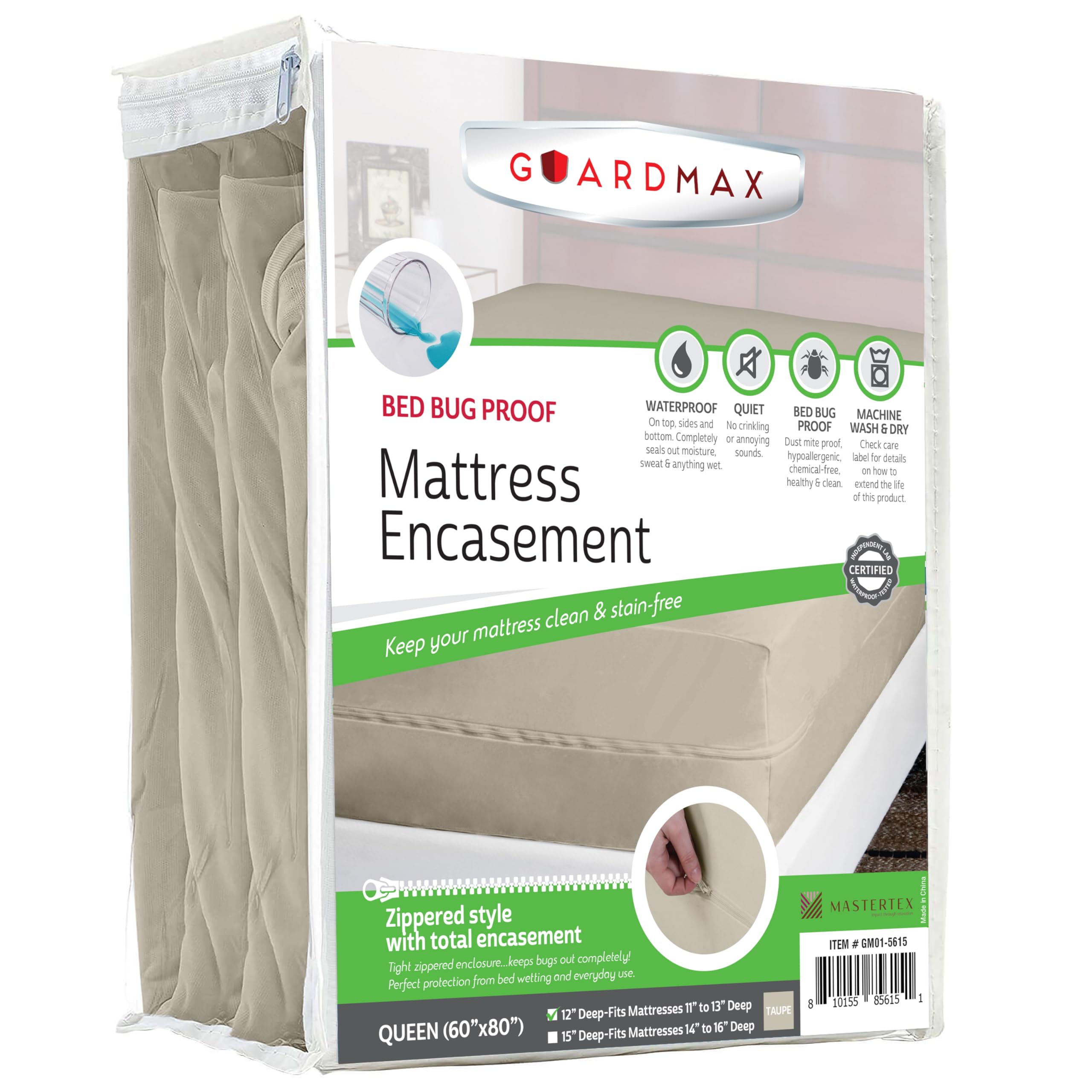 Guardmax Queen Mattress Protector Zippered, Bed Bug Mattress Cover