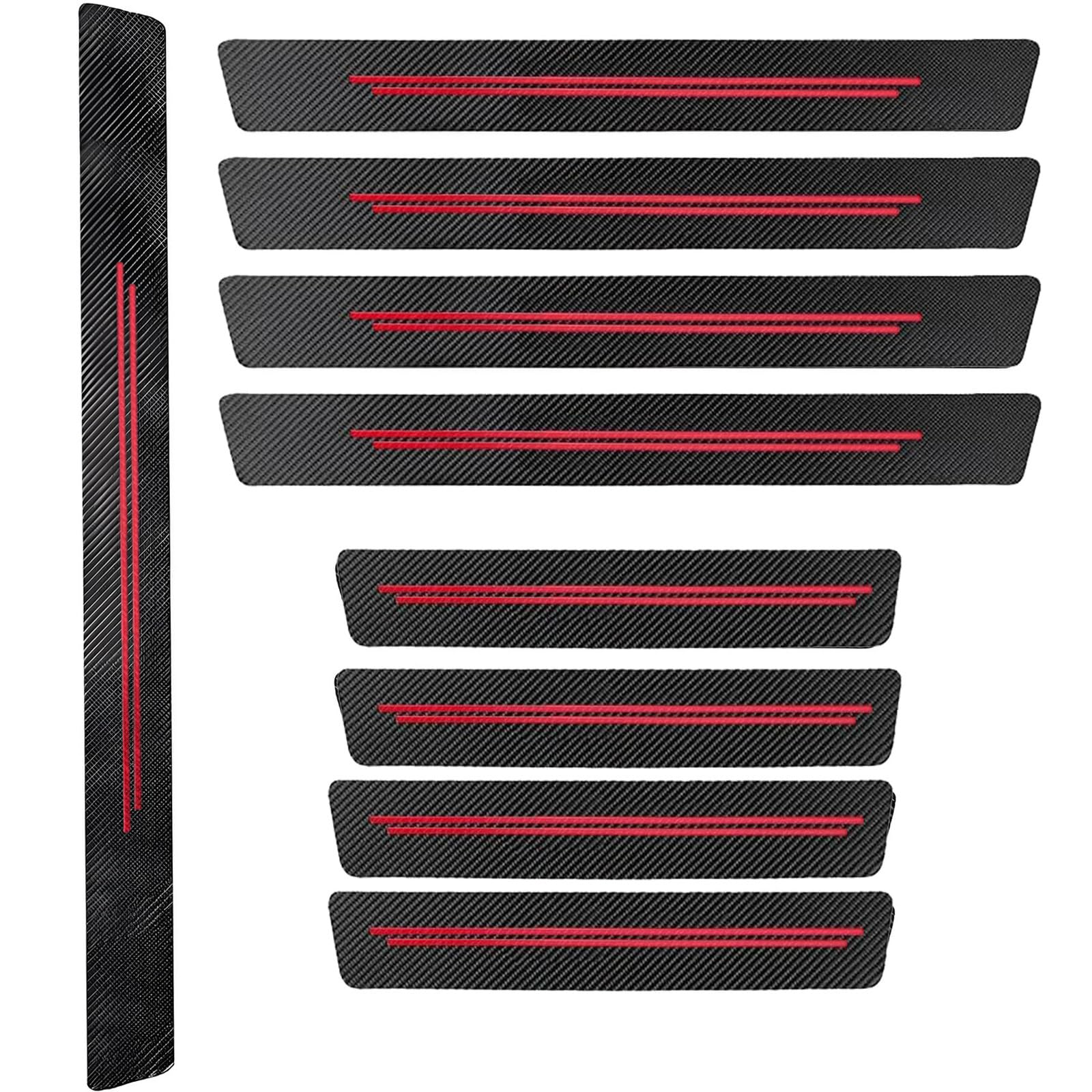 9 Pcs Car Door Sill Protector Strips for Renault Symbioz 2024–2025, Carbon Fiber Threshold Welcome Pedal Decorative Strips
