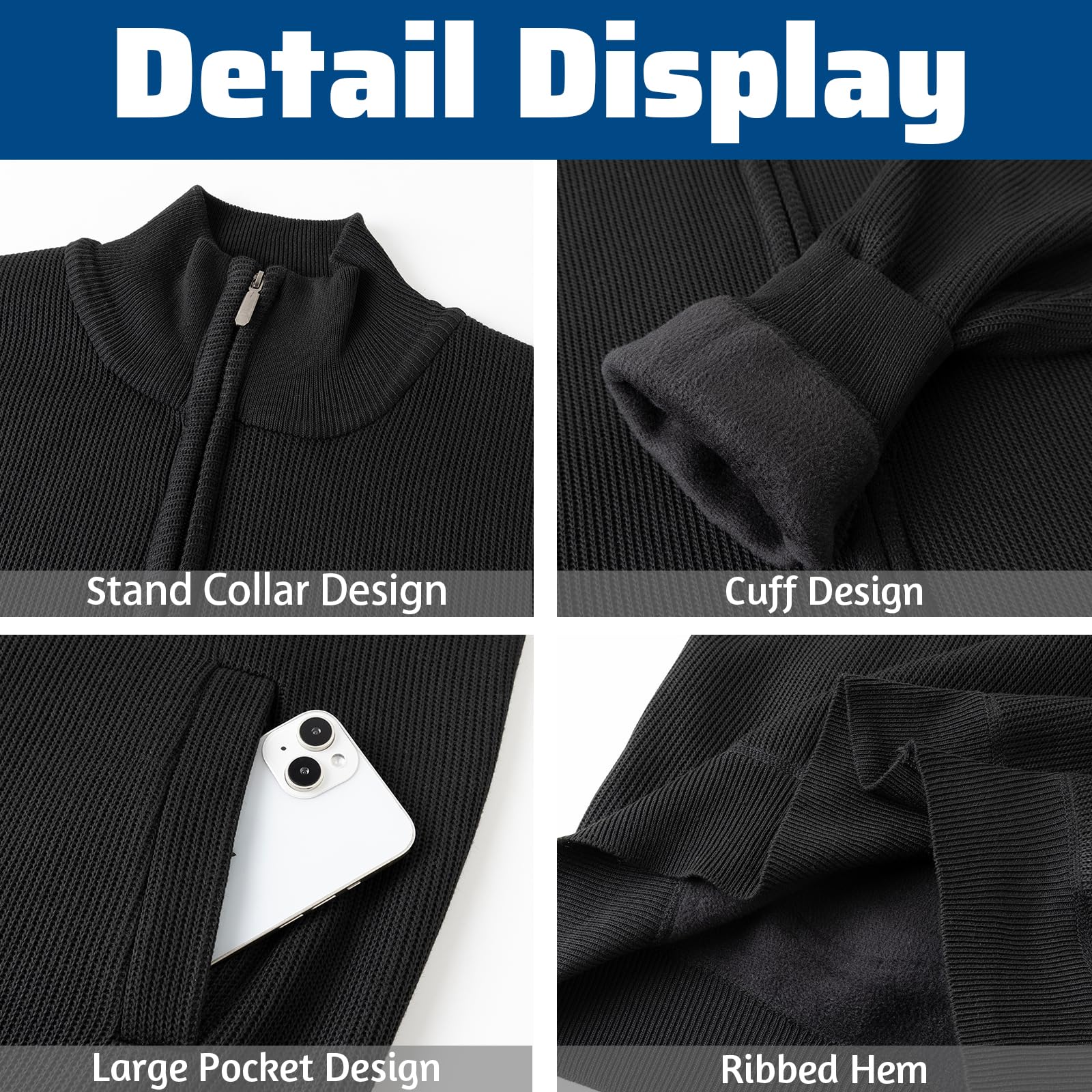Cardigan da Uomo Lavorato a Maglia Maglione Foderato in Pile Giacca in Maglia a Maniche Lunghe Addensato Autunno e Inverno Sweater Caldo Classico Felpa Casual Cappotti Cappotto