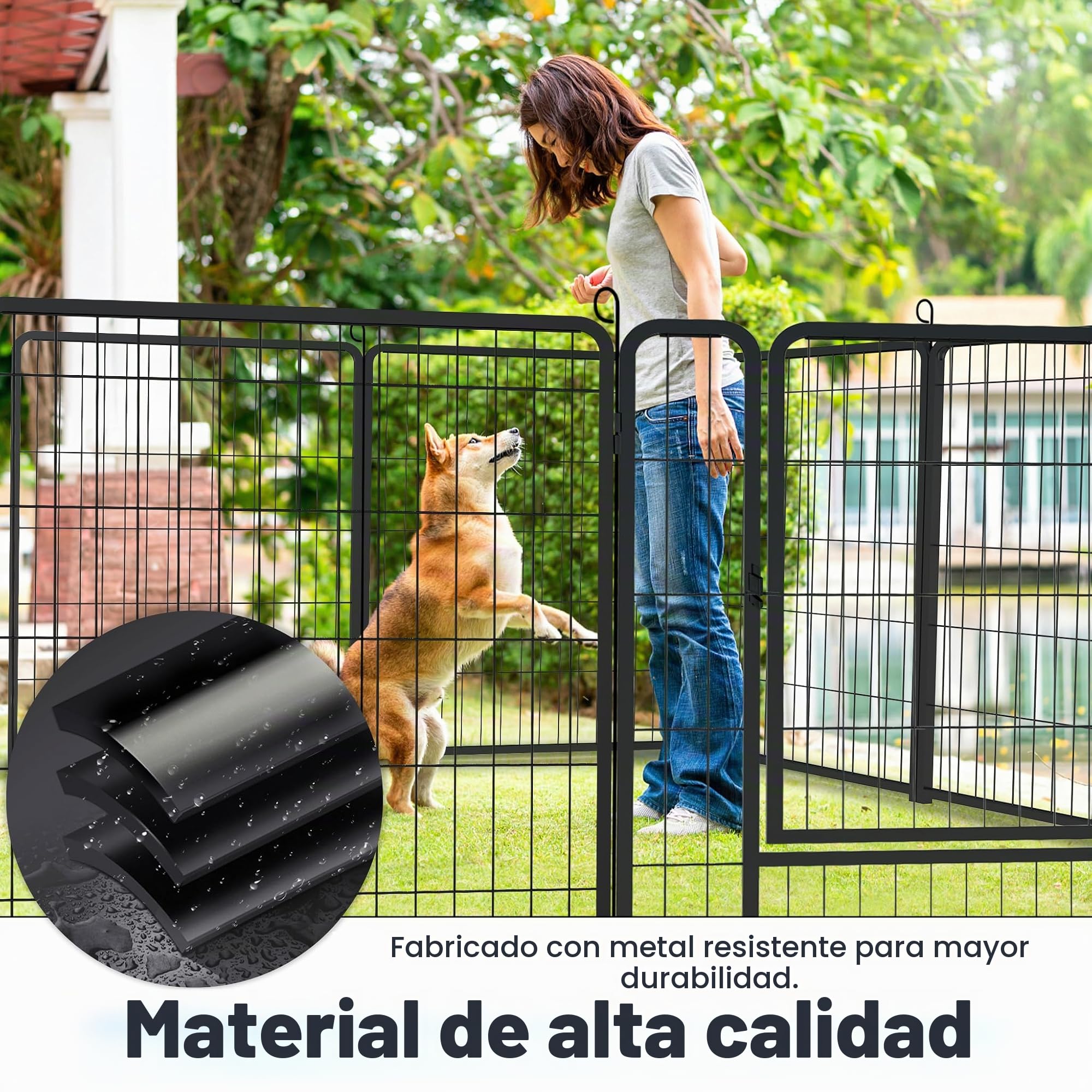 UISEBRT Parque para cachorros con puerta, flexible, plegable, para perros, gatos, cachorros, conejos (65 x 80 cm, 12 unidades)