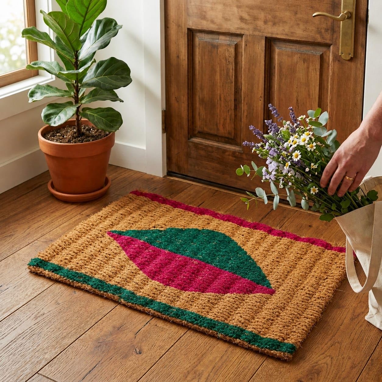 Coconut Coir Door Mat for Home Entrance | Natural Coir Doormat | Anti Slip Welcome Floor Mat | Indoor Outdoor Entrance Mat | Brown Rectangle Door Mat (16 x 24 Inch)-image-16