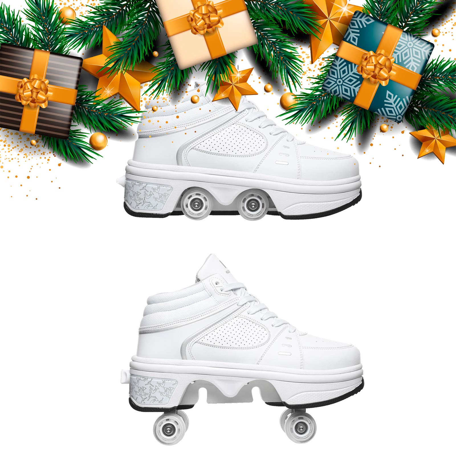 Chaussures à Roulettes Réglables LED Pour Enfants - Patins Skateboard Convertibles Garçon Fille