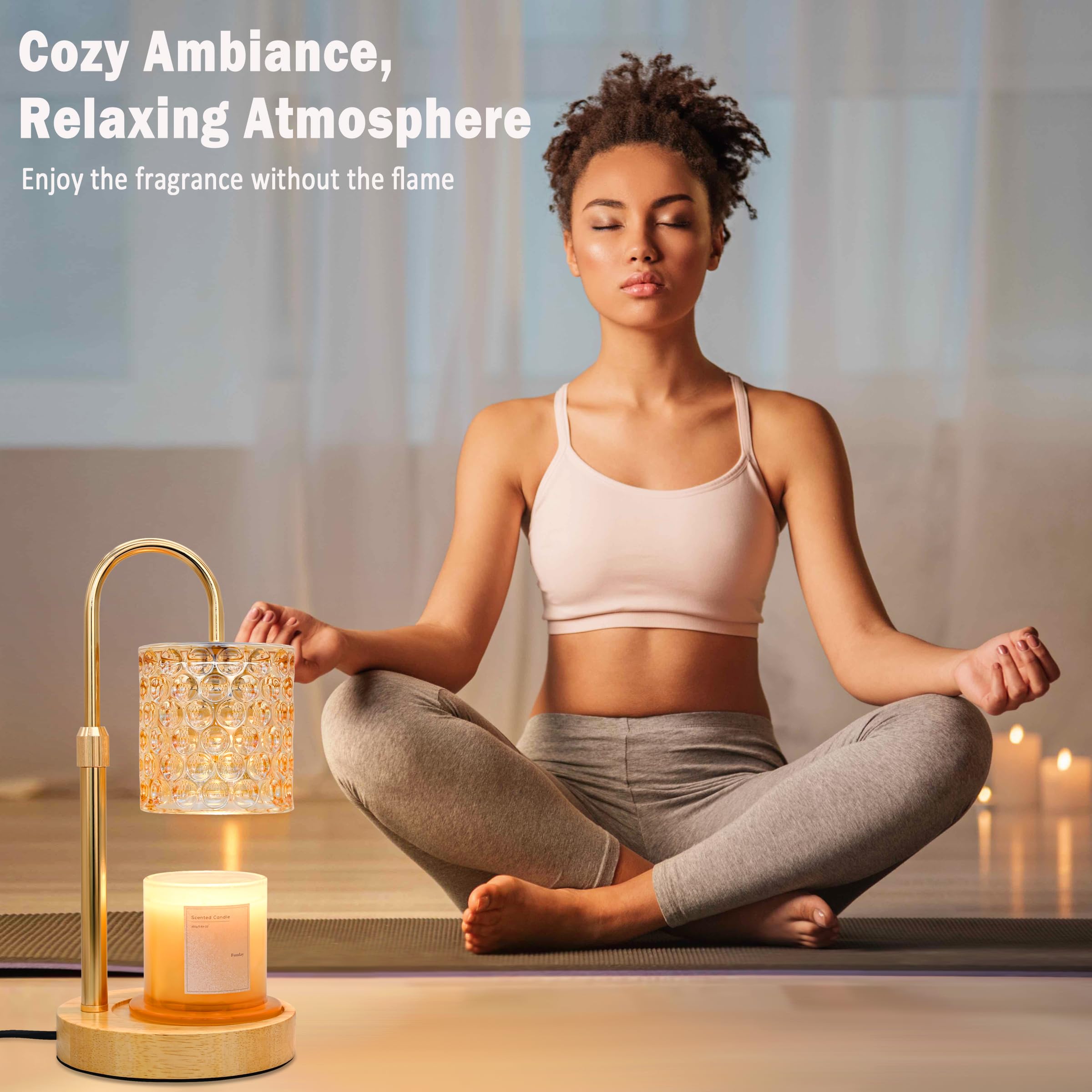 NELICOND Candle Warmer,Elegant Candle Warmer lamp with Timer & Dimmer,Compatible with Large and Small Jar Candles,Perfect Birthday Christmas Gifts for Candle Lovers,with 2 Bulbs Include (Amber)