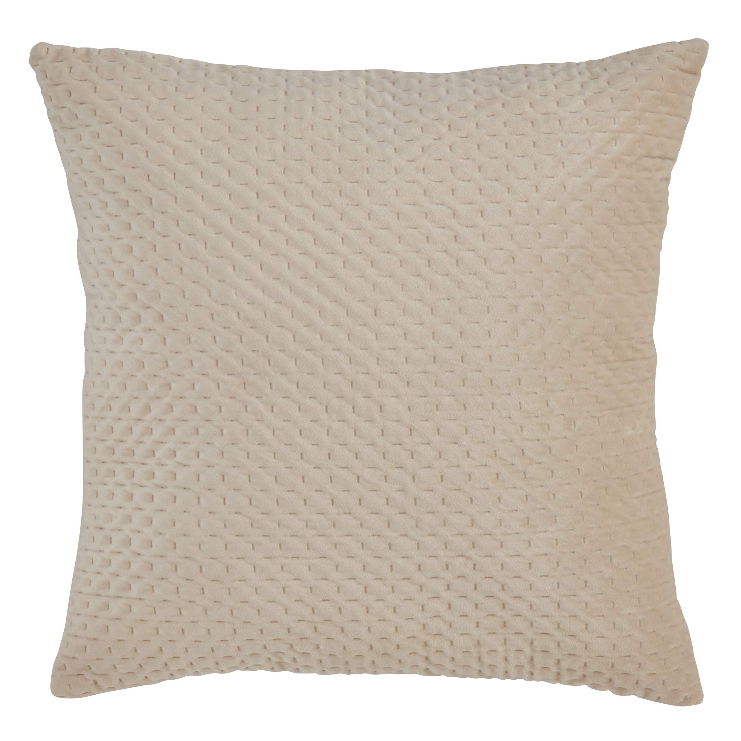 SARO LIFESTYLE Pinsonic Velvet Pillow with Polly Filling, Natural, 22"