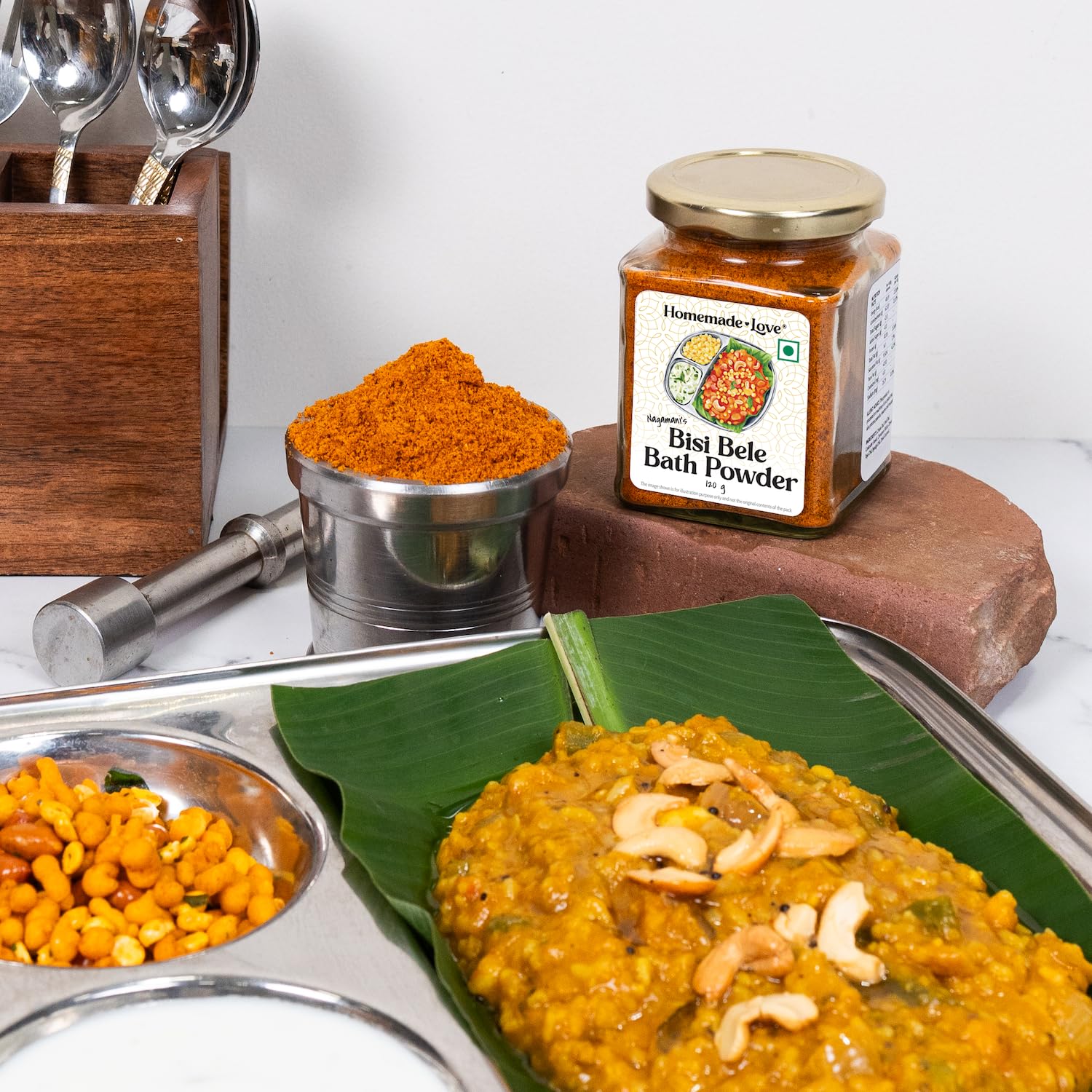 Homemade Love Bisi Bele Bath Powder 120g | Authentic Karnataka Masala with Roasted Lentils Coriander Red Chilli Cinnamon | Traditional Spice Mix for Rice | 100% Natural | No Preservatives - Image 5 thumbnail
