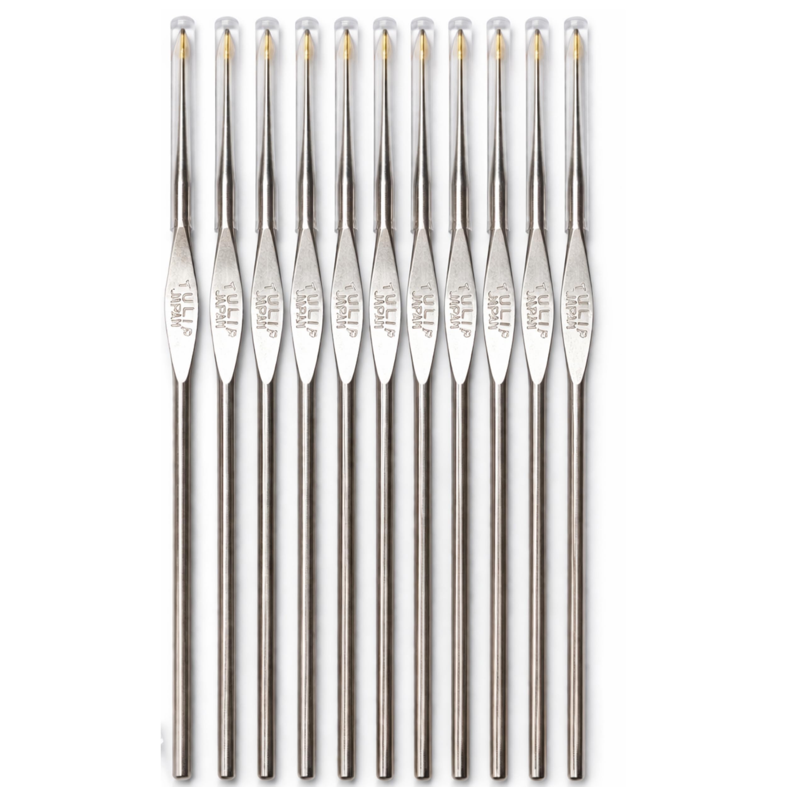 NexGen Trends Tulip Crochet Hooks for Aari Work, Handcrafts Ideal for Sweaters, DIY Craft Knitting Needle with Gold Point and Plastic Cap Pack of 12 Needles (24/0.40mm)-image-20