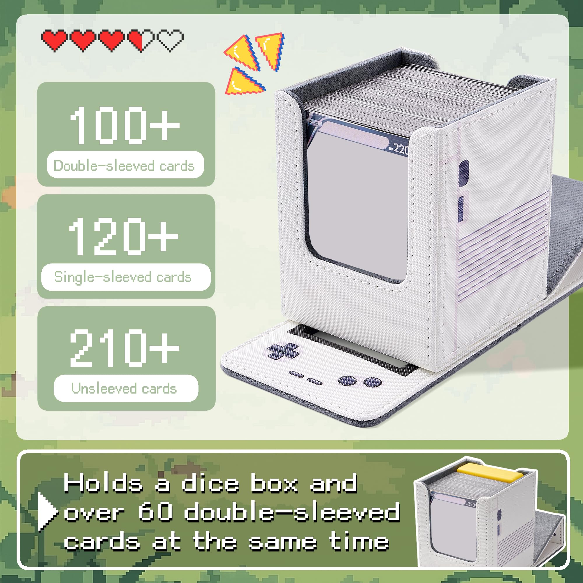 Venssu MTG Deck Box con display frontale Commander (bianco)