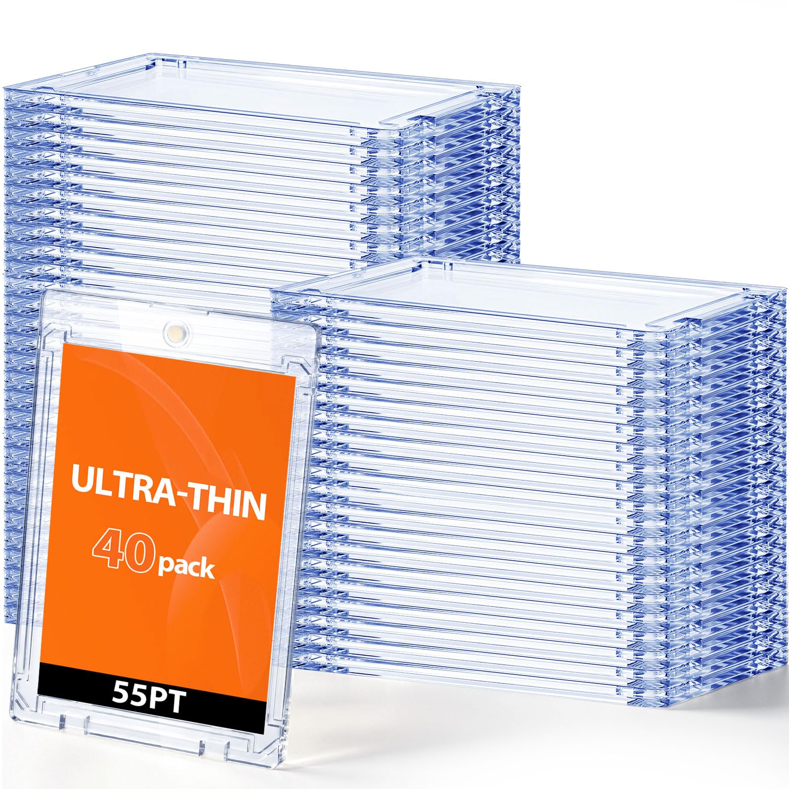 SATINIOR Lot de 40 porte-cartes magnétiques ultra fins en acrylique 55 pt - 6,3 x 9,9 cm - Protection UV - Pour cartes de sport, baseball, échange, stockage et affichage