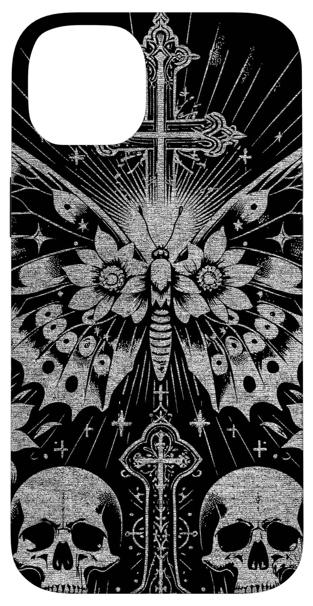 iPhone 14 Plus Emo Y2K Grunge Aesthetic Goth Skull Cross Gothic Butterfly Case