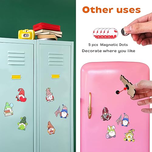 Miniatura 4 de Moriso Iconos intercambiables de madera (12 piezas) con detalles de puntos magnéticos (5 piezas). Regalos de madera intercambiables para puerta