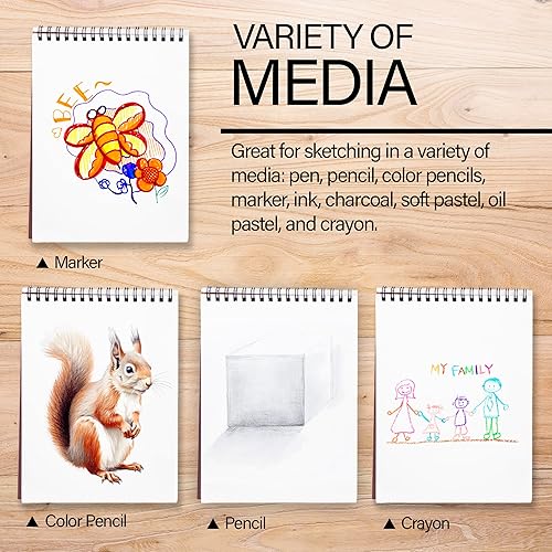 Miniatura 4 de BAZIC - Bloc de bocetos de 30 hojas de 9 x 12 pulgadas, cuaderno de bocetos en espiral encuadernado en la parte superior, libro de dibujo para