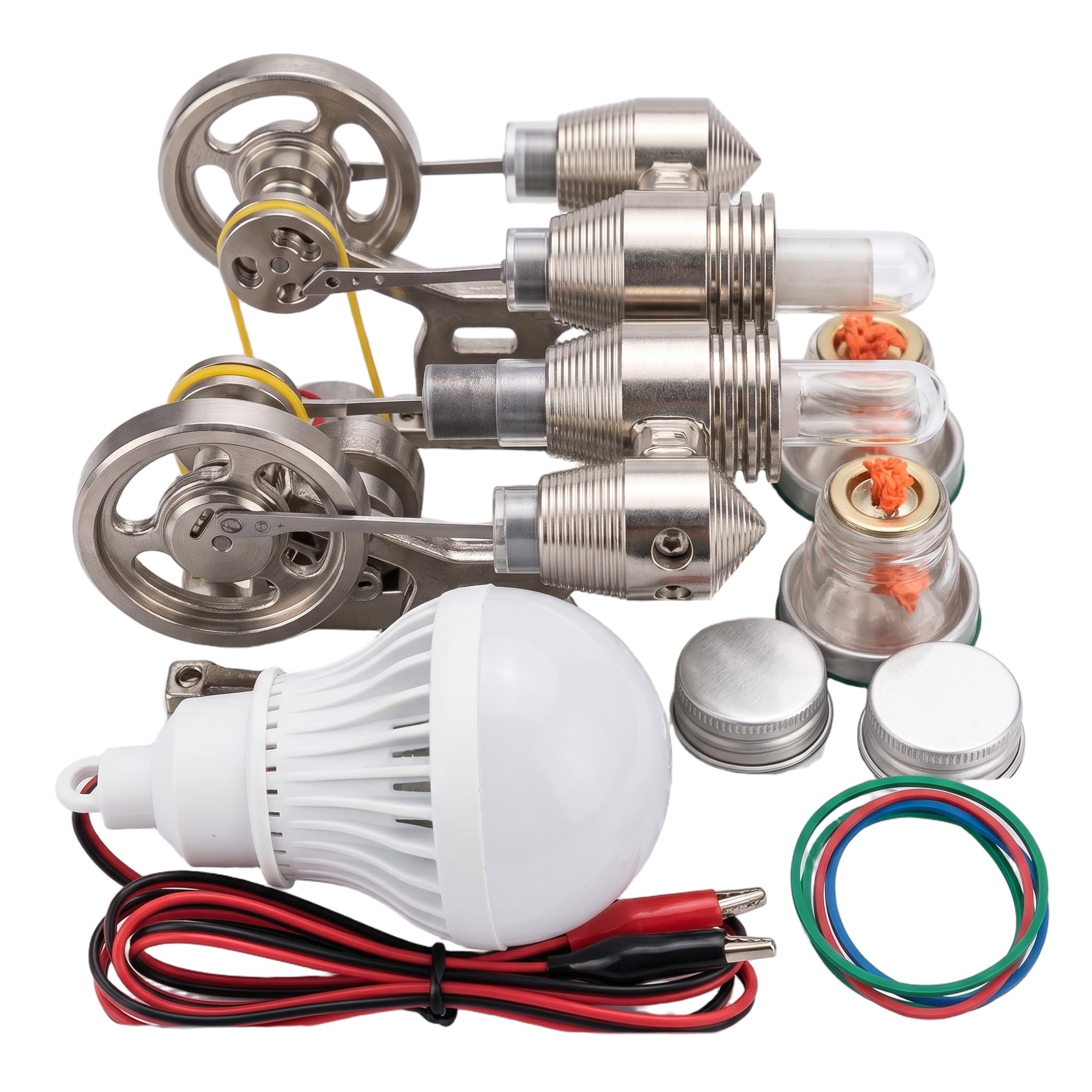 Motor Stirling con circuito y bombilla para experimentos científicos de física 7