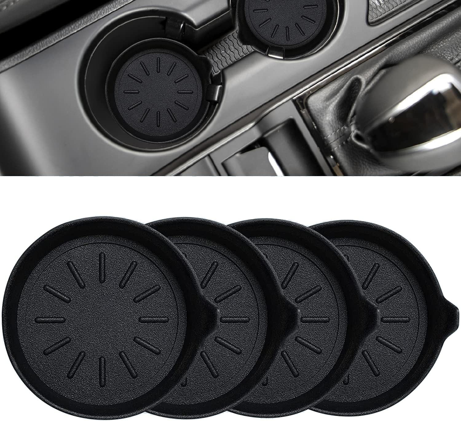 LEORAY Car Coasters for Cup Holder Silicone Car Cup Holder Coasters (4 Pack Original)