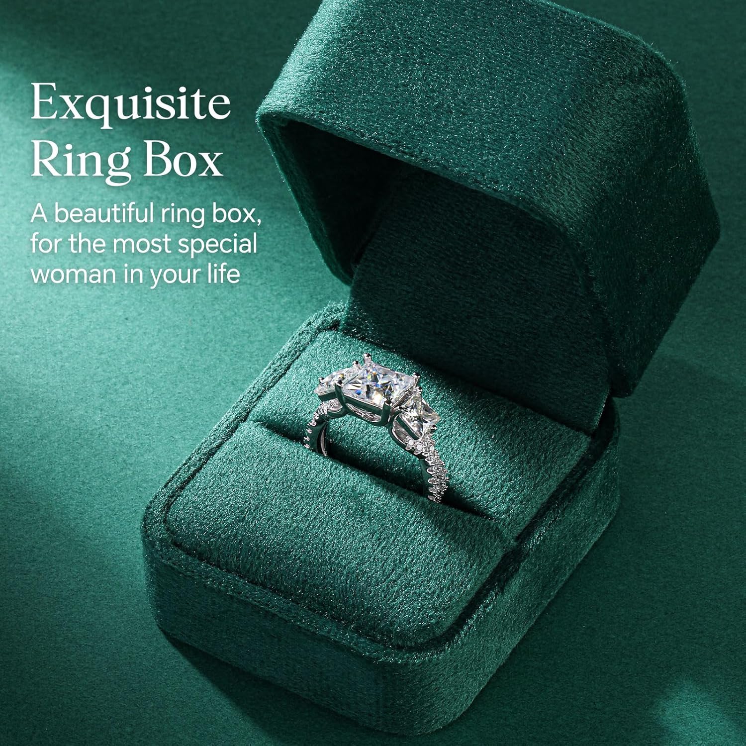 Moissanite Engagement Ring 3 Stone 5CT/4.1CT Color VVS1 Round/Princess Cut Anniversary Wedding Promise Ring for Women Size 5-9 - Image 6