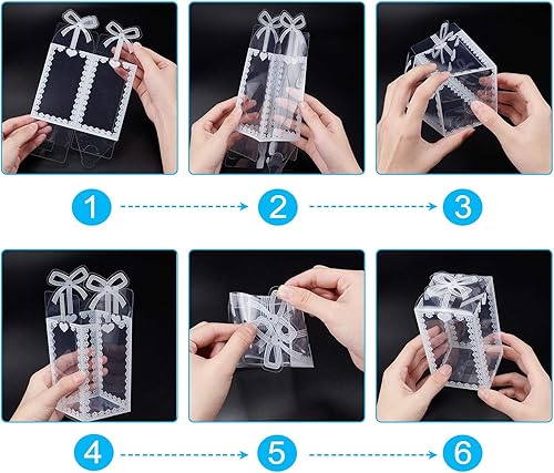 Miniatura 3 de BENECREAT 24 cajas de regalo de plástico transparente con lazo de 4.5 x 2.5 x 2.5 pulgadas, cajas de regalo de PVC transparente para vacaciones,