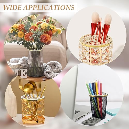 Miniatura 6 de ISKYBOB 2 tapas de metal para arreglos florales, rejillas de alambre de acero inoxidable con diseño de rana de flores de 4.7 in  4.7 pulgadas, tapa