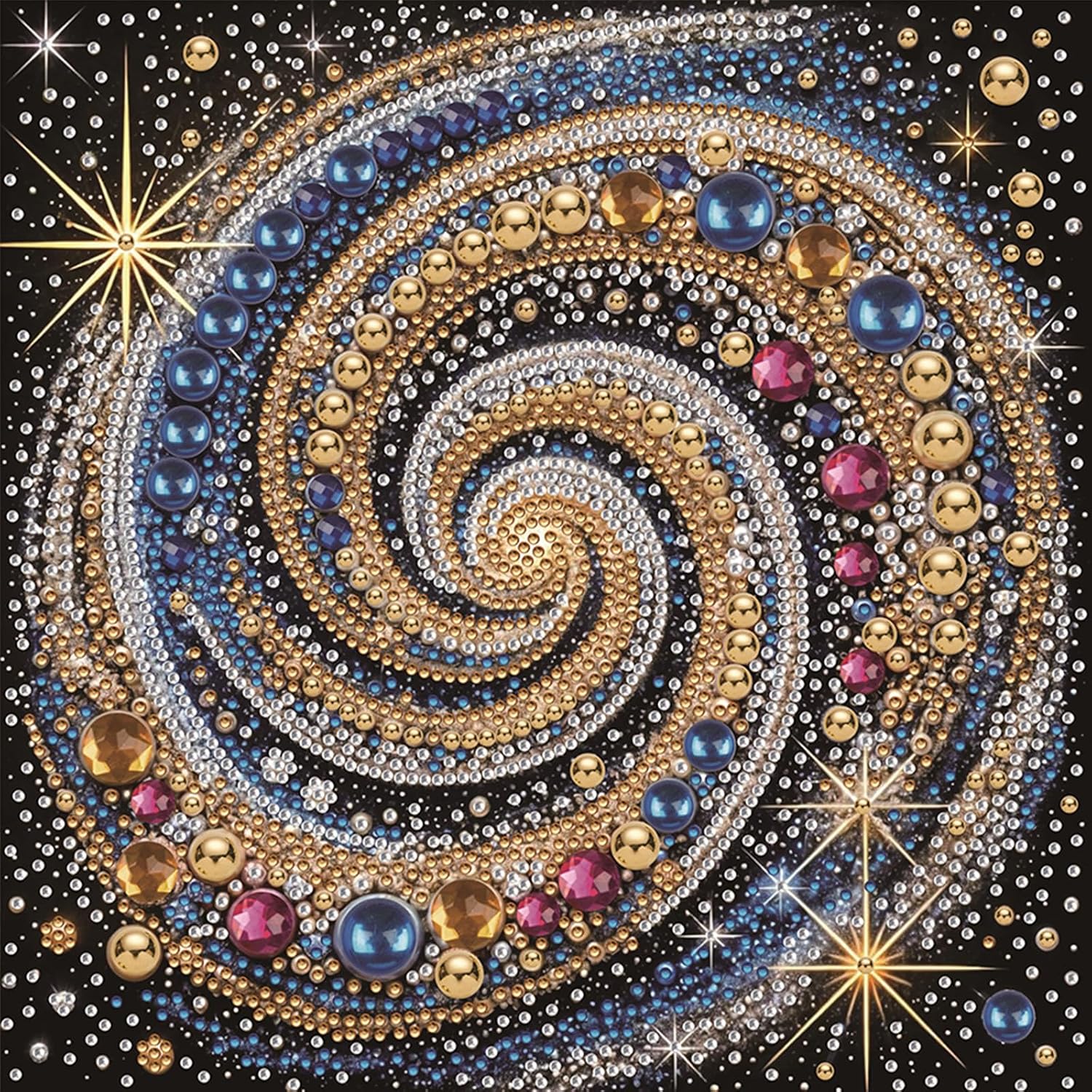 5D Diamond Painting Kit — Galaxy Spiral Starry Sky, Special Shaped Drill with Large Dome & Faceted Rhinestone Gems, DIY Crystal Art for Adults & Beginners, Wall Decor Gift, 11.81×11.81 Inch