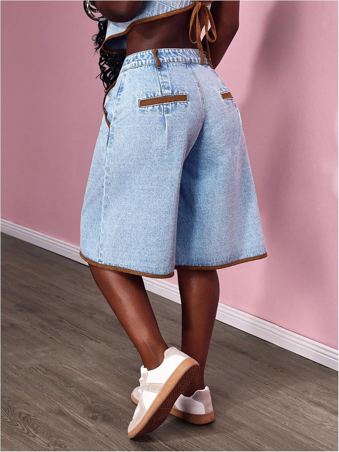 GORGLITTER Women's Jean Denim Shorts Jorts Y2k Baggy Low Rise Loose Fit Wide Leg Long Bermuda Trouser Shorts Bottoms - Image 3