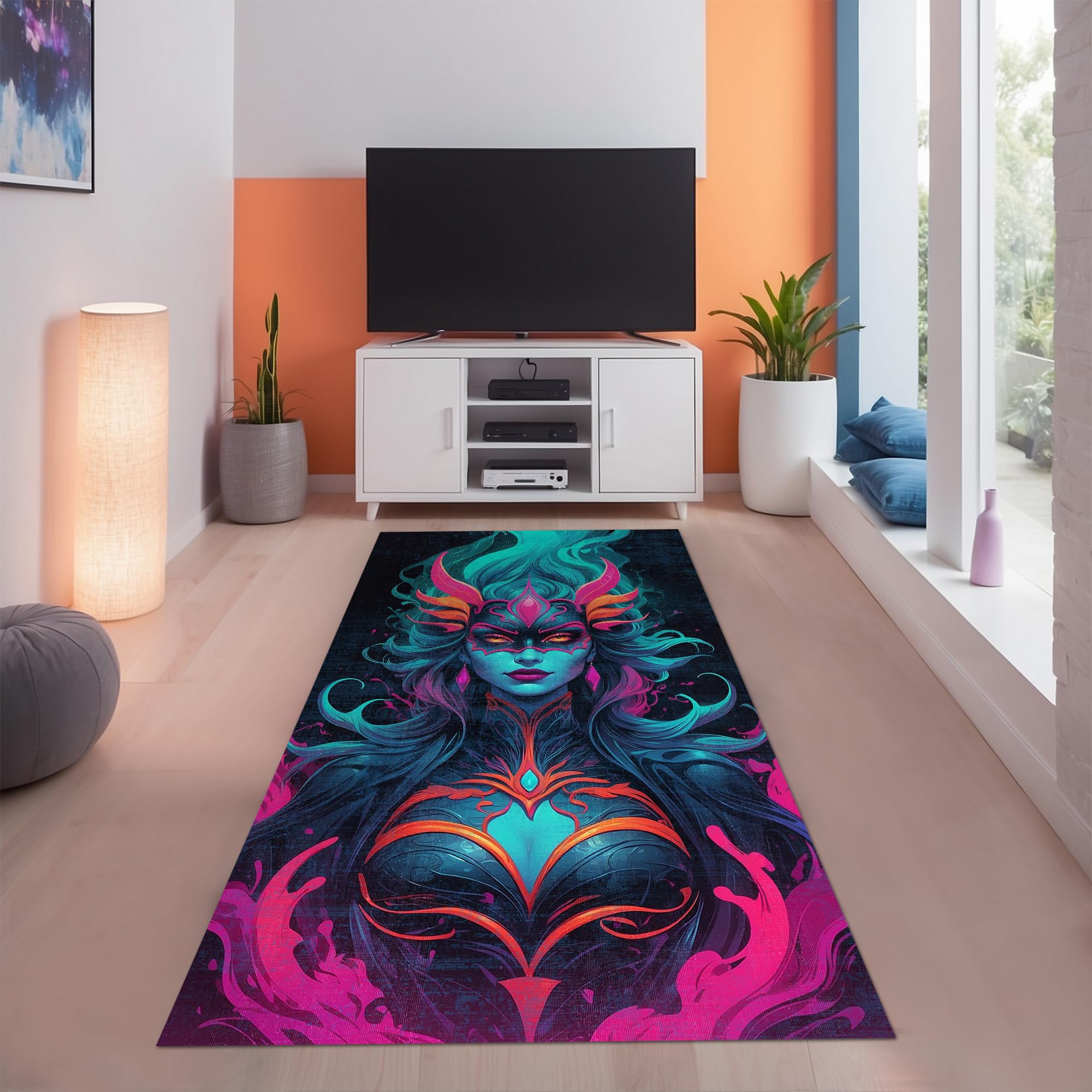 Depoba Vamps Kadife Oyuncu Odası Halısı Kaymaz Pamuk Tabanlı Yıkanabilir Antibakteriyel Gamer, Gaming Halısı 120x180