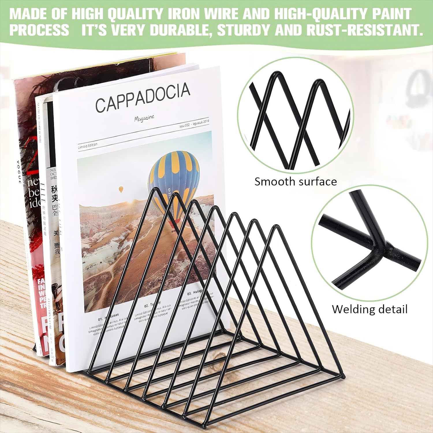 Thenshop 9 Pack Triangle File Storage 9 Slot Magazine File Storage Iron Desktop Magazine Organizer Vinyl Record Stand Holder Triangle Bookshelf Decor for Desk