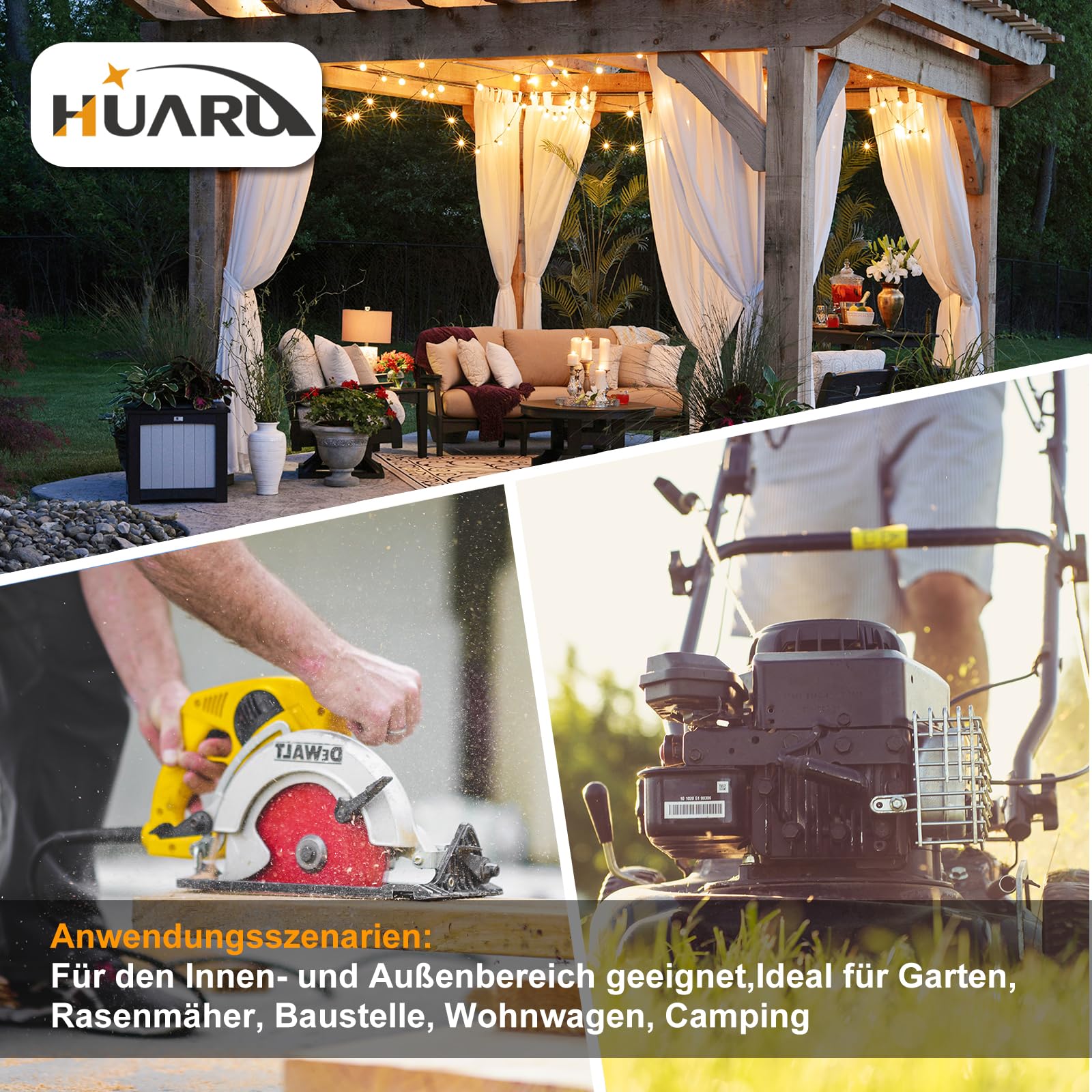 Cavo di prolunga per esterni, 15 m, con 3 prese Schuko, prolunga in gomma da 3500 W, con tappo di protezione per esterni, IP44, cavo di alimentazione H05RR-F 3G1,5 mm² con 3 collettore a 3 scomparti,
