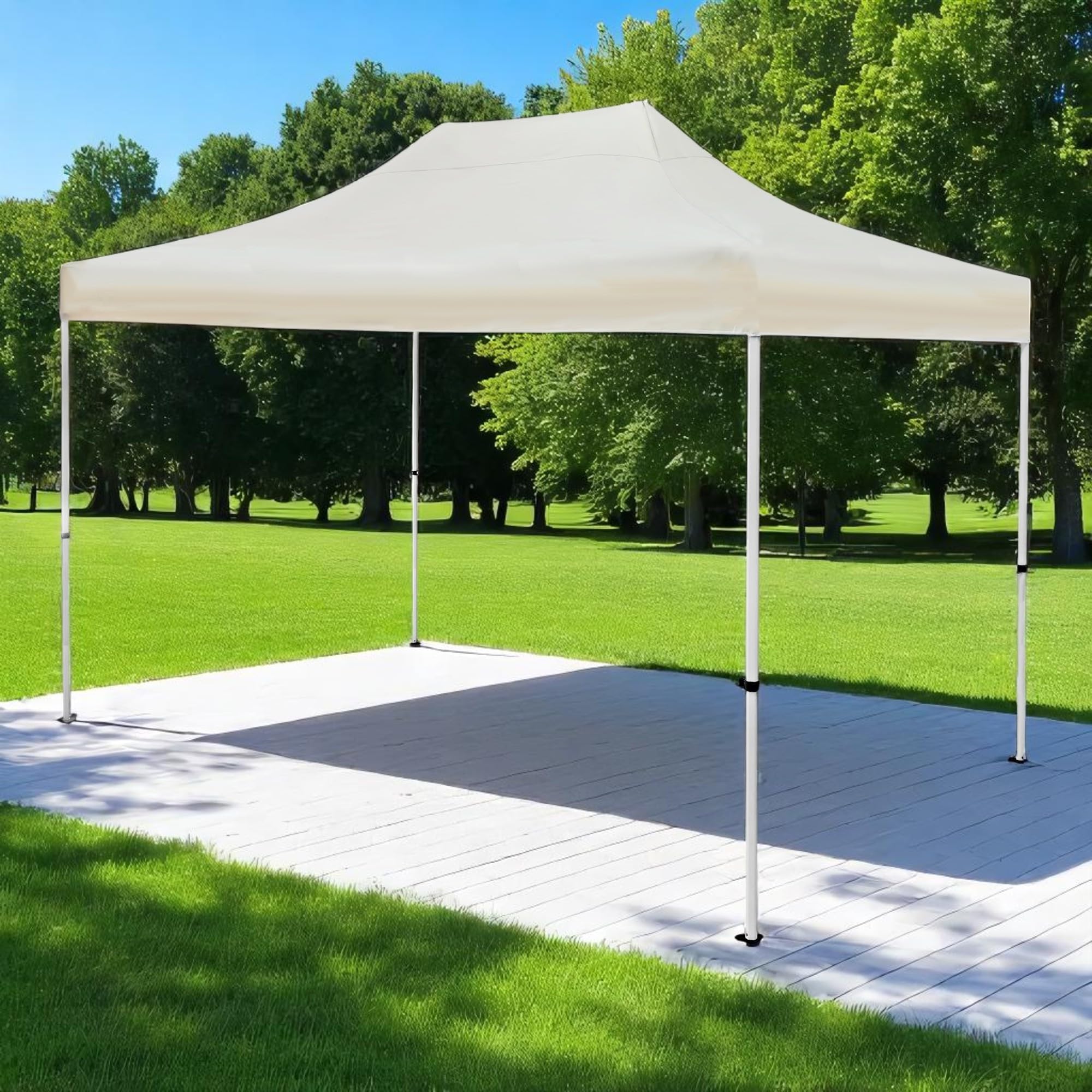 Gazebo Richiudibile Robusto Telescopico in Metallo a Fisarmonica 3x3, 4,5X3 e 6x3 mt Pieghevole Trasporto Telaio esagonale telo Beige trasportabile, da giardino e mercato (4,5x3)