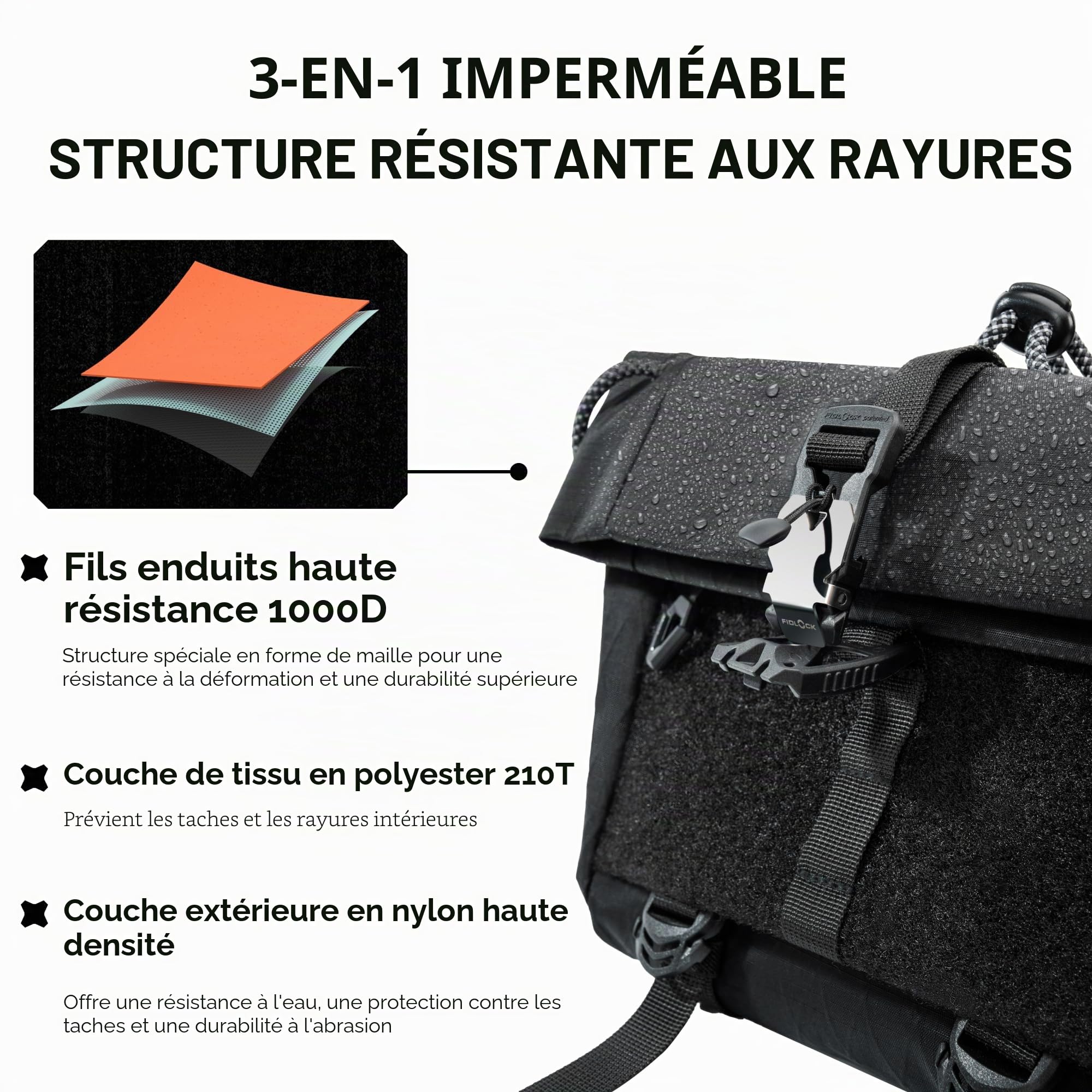 VSGO Sac à bandoulière pour appareil photo 3L pour homme, sac à bandoulière Techwear étanche avec points modulaires et poche cachée