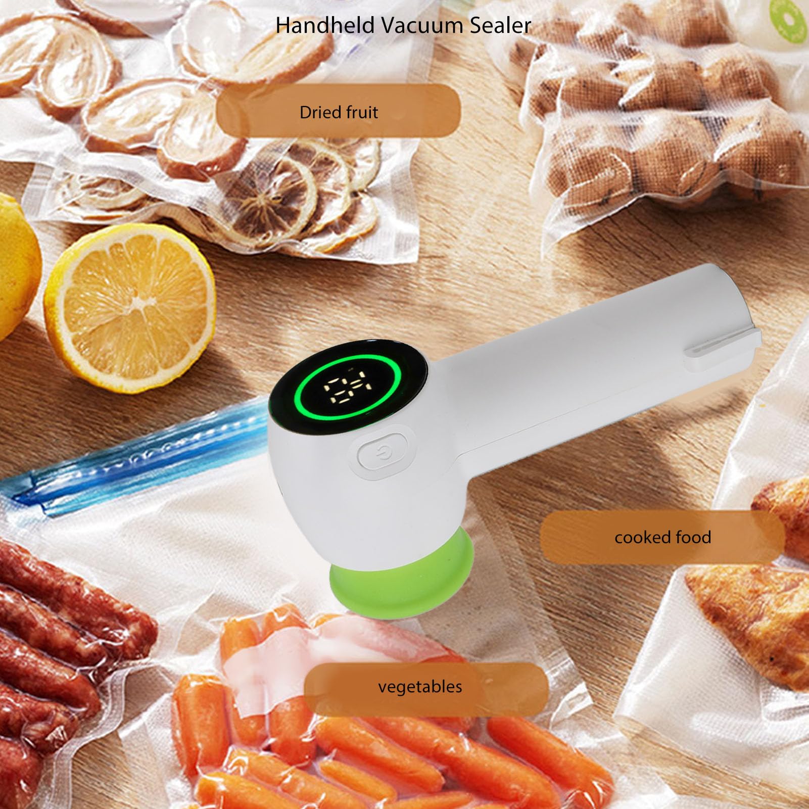 MOUMOUTEN Cordless Handheld Vacuum Sealer Machine, Multifunctional Food Sealer with Bags and Lids, Portable and Easy to Use