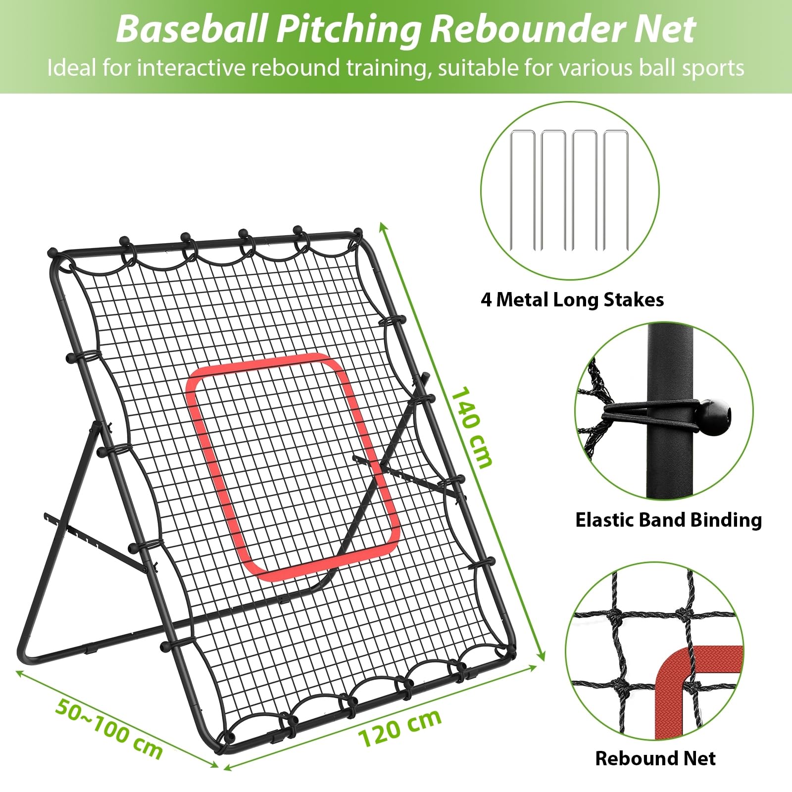 LIANTRAL Red de Rebote de Voleibol, Equipo de Entrenamiento portátil para fútbol, béisbol, Voleibol, Objetivo de Retroceso Ajustable para Tiro, Pase y Control de Entrenamiento