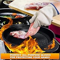 Vista 7 de 2 Pairs Heat Resistant Gloves for Grilling - 9.45 Inch Durable Aramid Oven Gloves with Fingers - Full Hand Protection, Functionality, Easy to Use