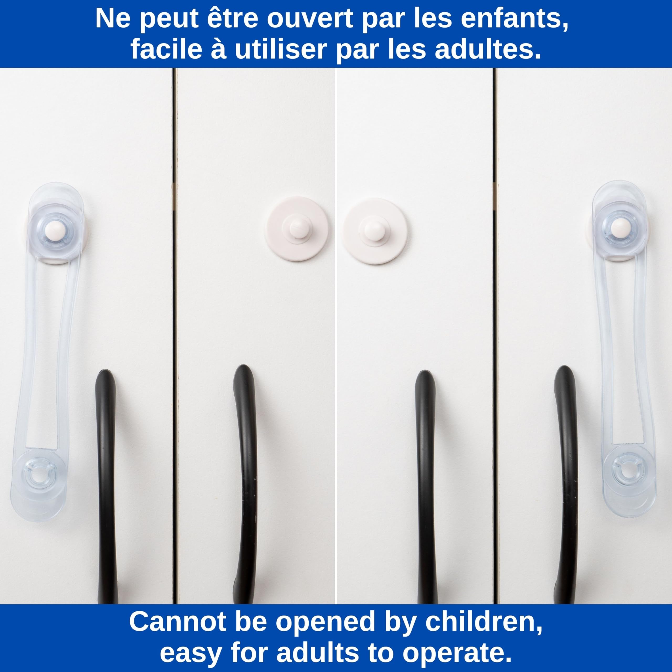 Serrures de Sécurité pour Enfants 8 pièces Transparent Multifonction pour Armoires Tiroirs Garde-manger Four Réfrigérateur