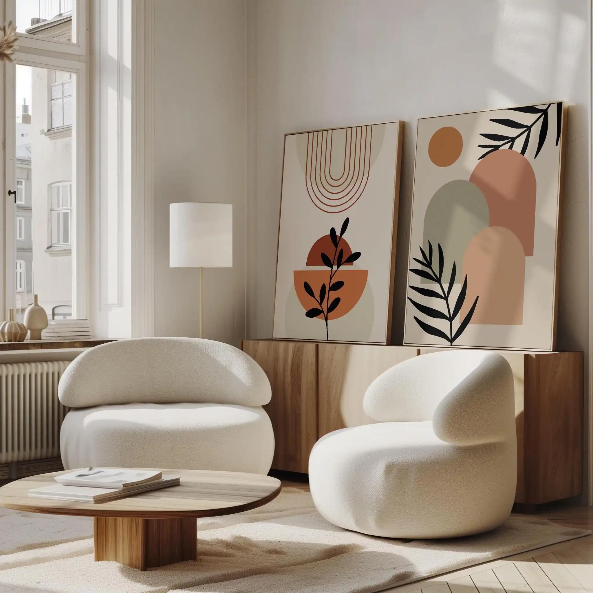 Ltjiajuypd Frameless Abstract Wall Art Prints Modern Botanical Shapes With Leaves Canvas Poster Home Decor(40X55cm-2Pcs)
