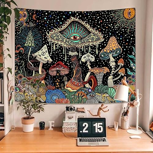 Miniatura 3 de Yeoiat Tapiz de hongos hippie para dormitorio, bonitos tapices estéticos de pared, para colgar en el dormitorio, sala de estar (seta, 44.00 x 60.00