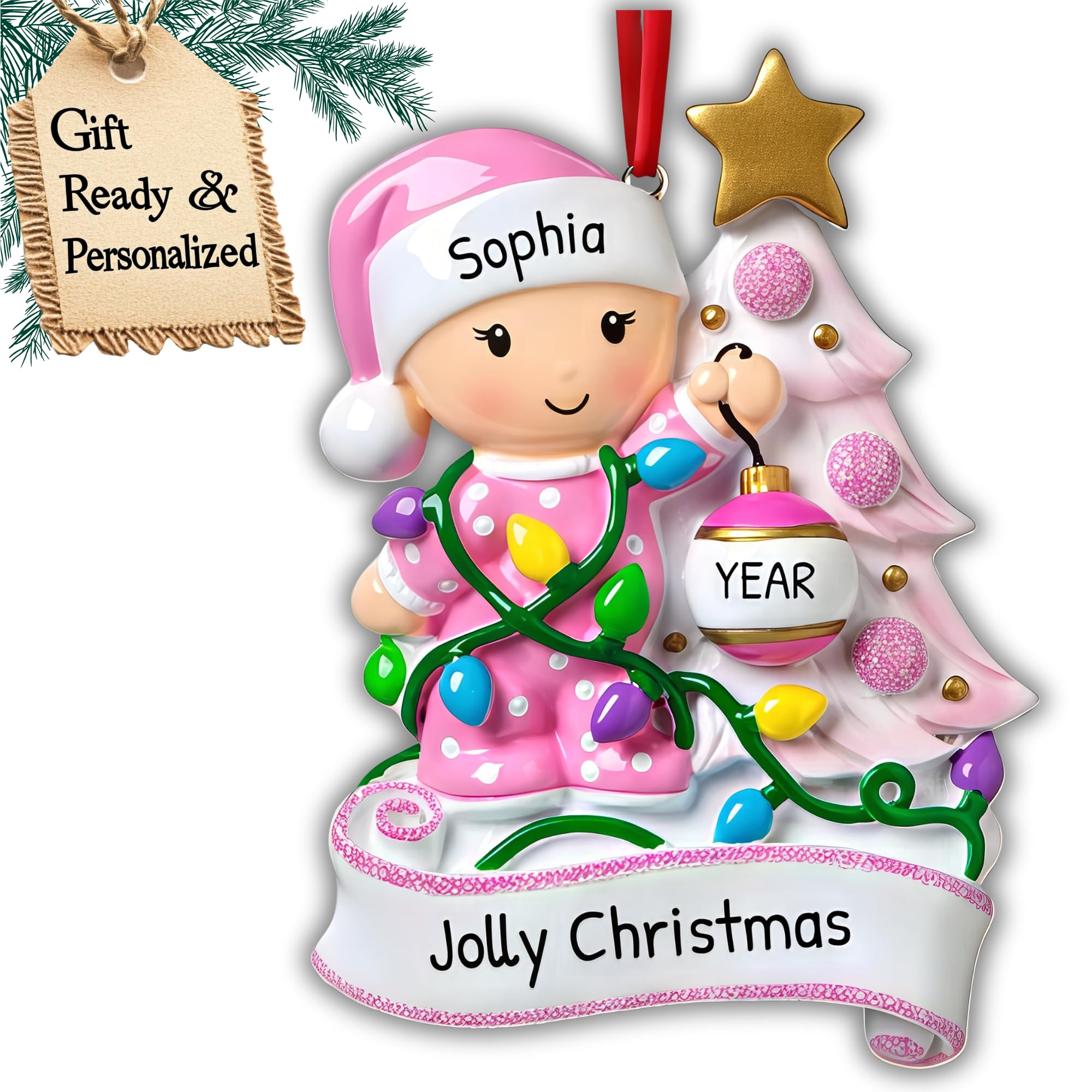 Personalized African American Baby Girl Christmas Ornament - Custom Keepsake For Toddler, Giftable Box - View #5