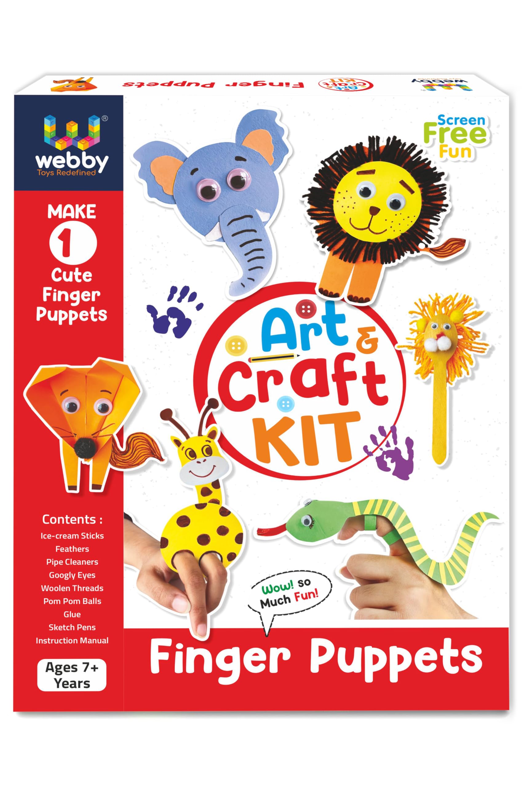 Webby DIY Finger Puppets Art and Craft Activity Kit | Hobby Kit | Decoration | School Projects | Craft Supply | Make 10 Cute Finger Puppet | Return Gift for Kids